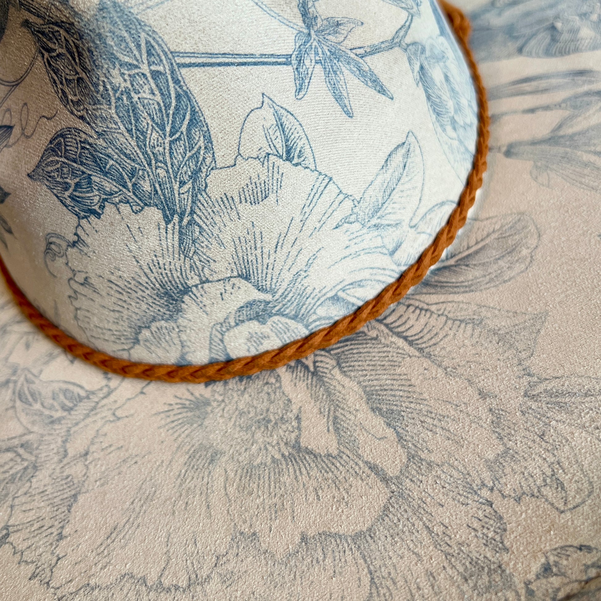 Blue Chinoiserie Suede Rancher Hat