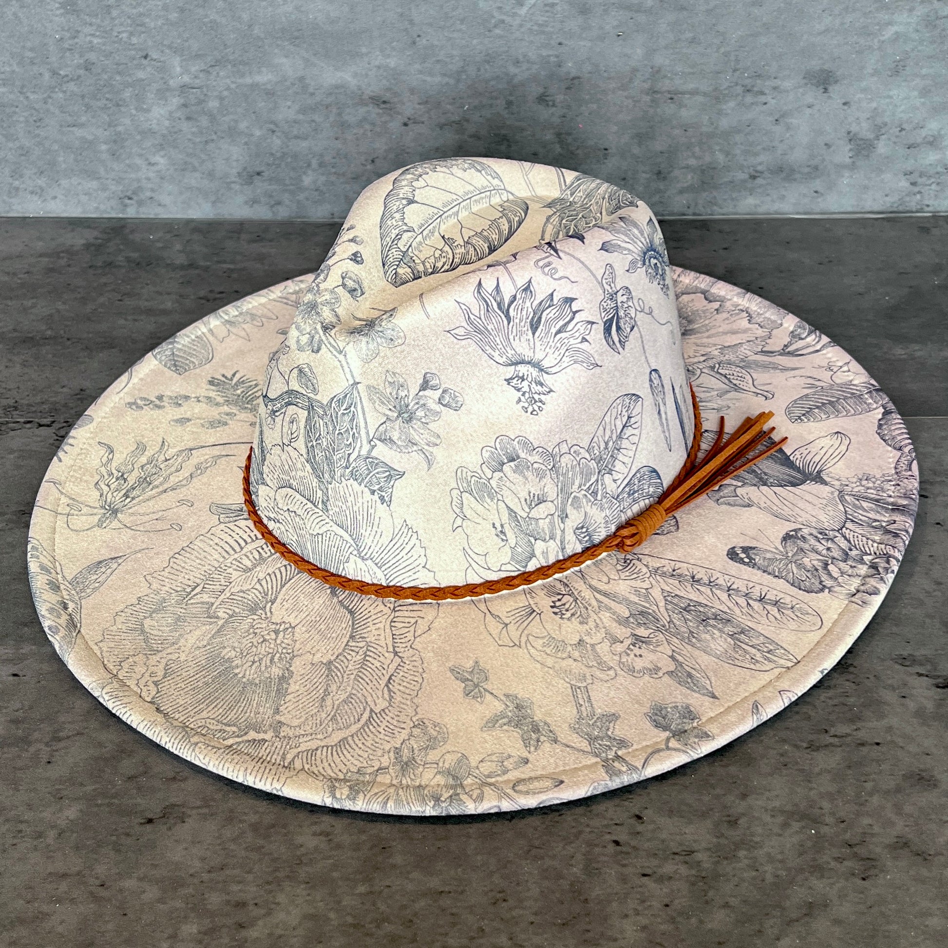 Blue Chinoiserie Suede Rancher Hat