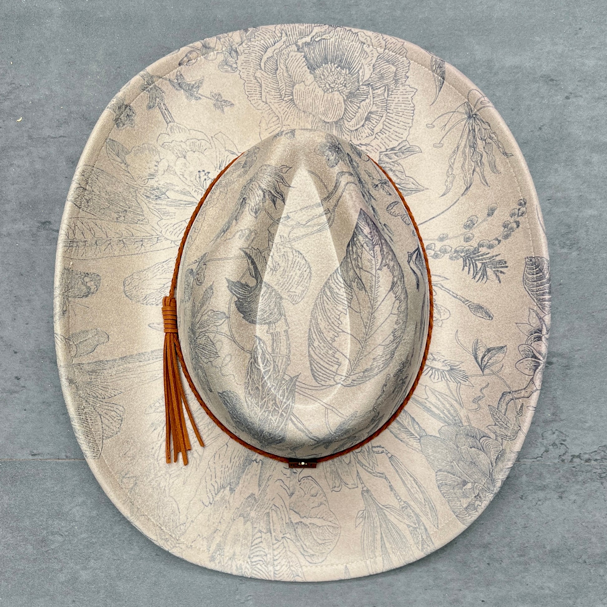 Blue Chinoiserie Suede Cowboy Hat