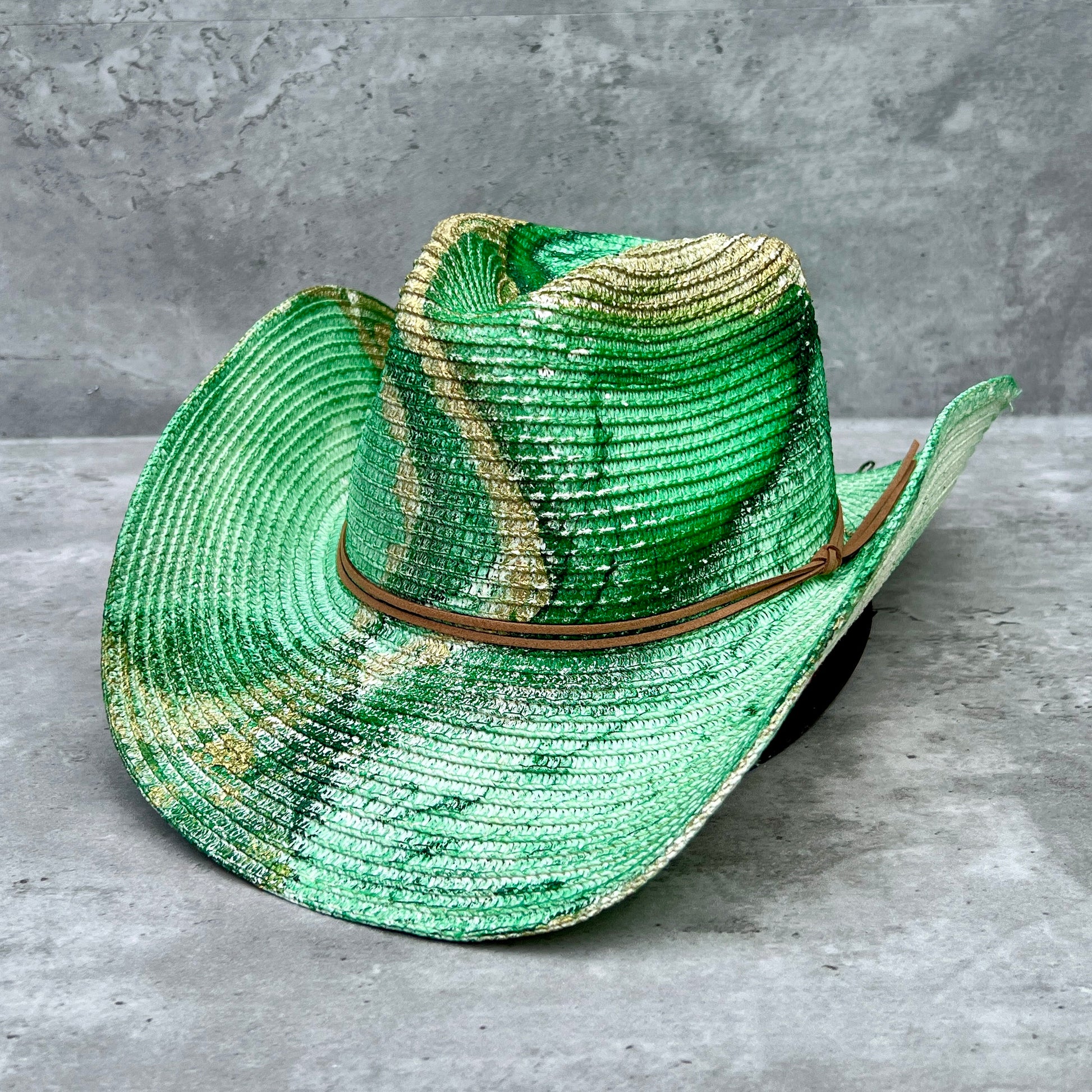 Green + Gold Straw Cowboy Hat