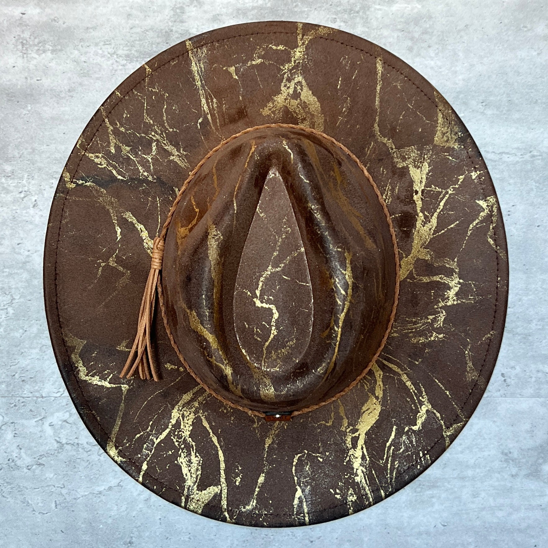 Gold Marbled Wide Brim Suede Rancher Hat