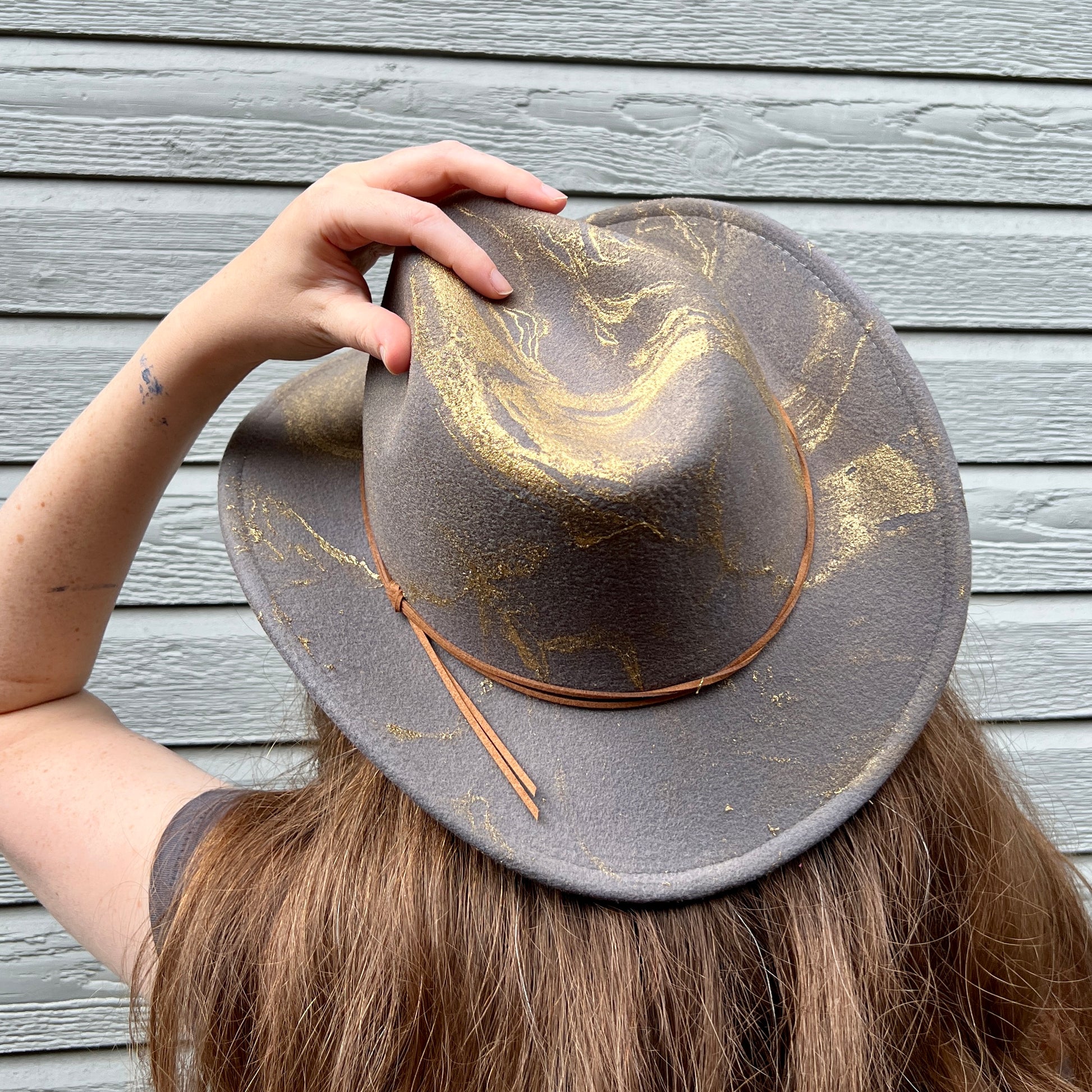 Gold Marbled Felt Cowboy Hat