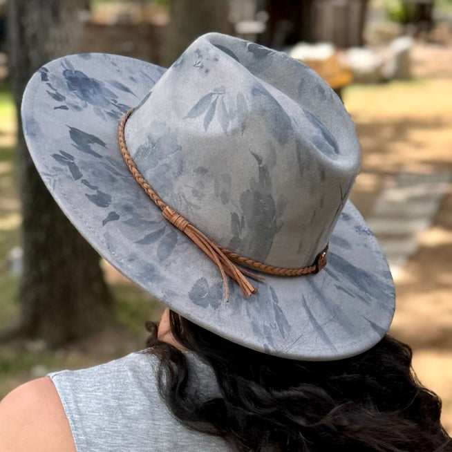 Gray Roses Suede Rancher Hat