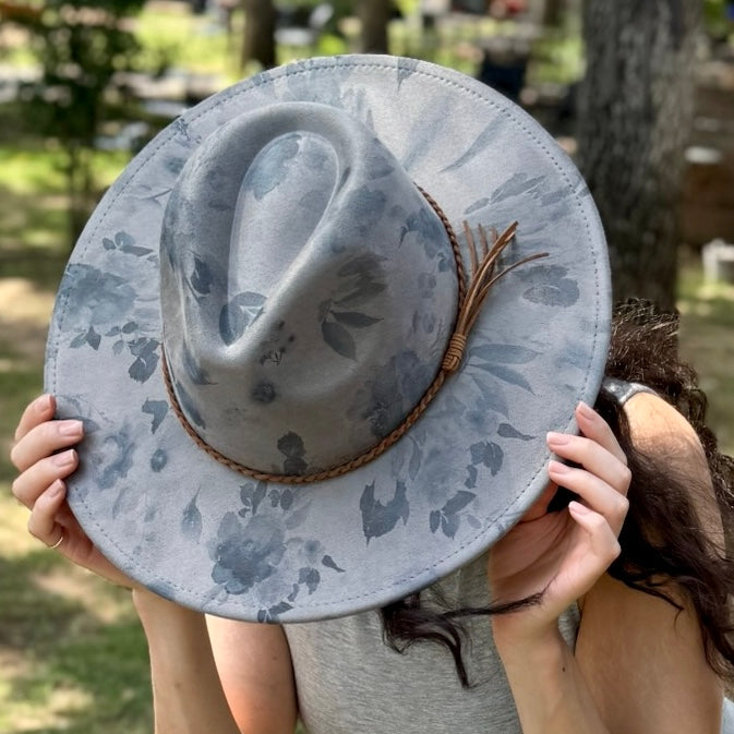 Gray Roses Suede Rancher Hat