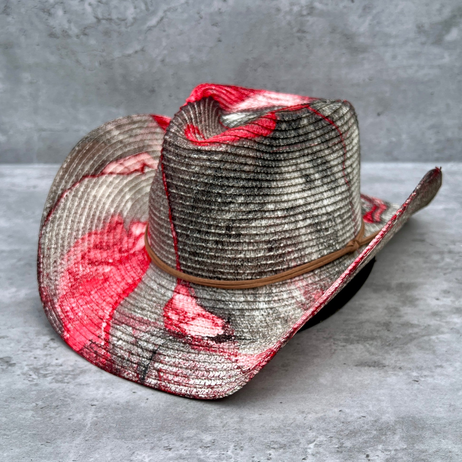 Red + Black Straw Cowboy Hat