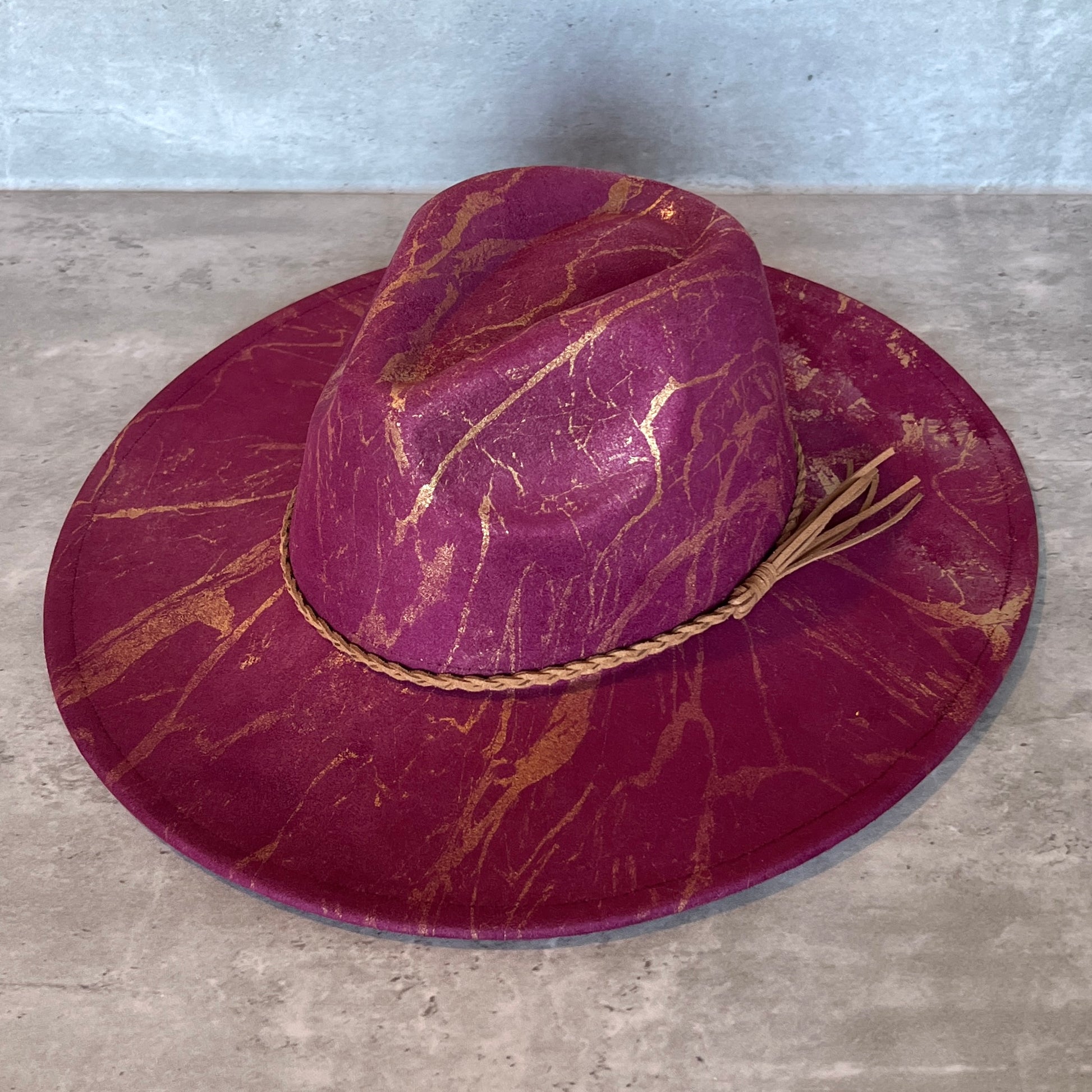 Gold Marbled Wide Brim Suede Rancher Hat