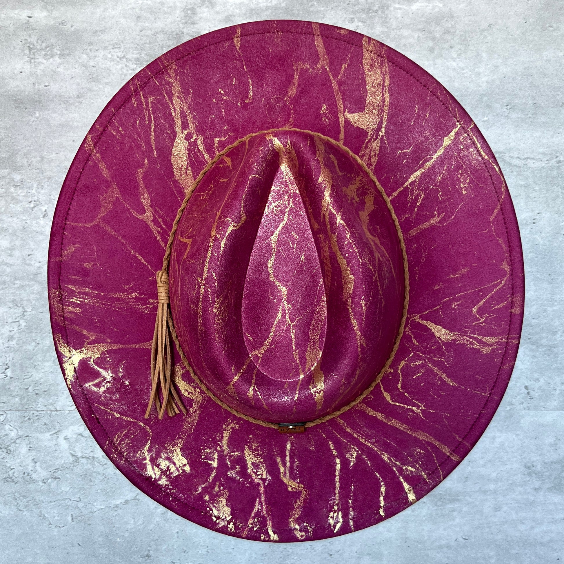 Gold Marbled Wide Brim Suede Rancher Hat