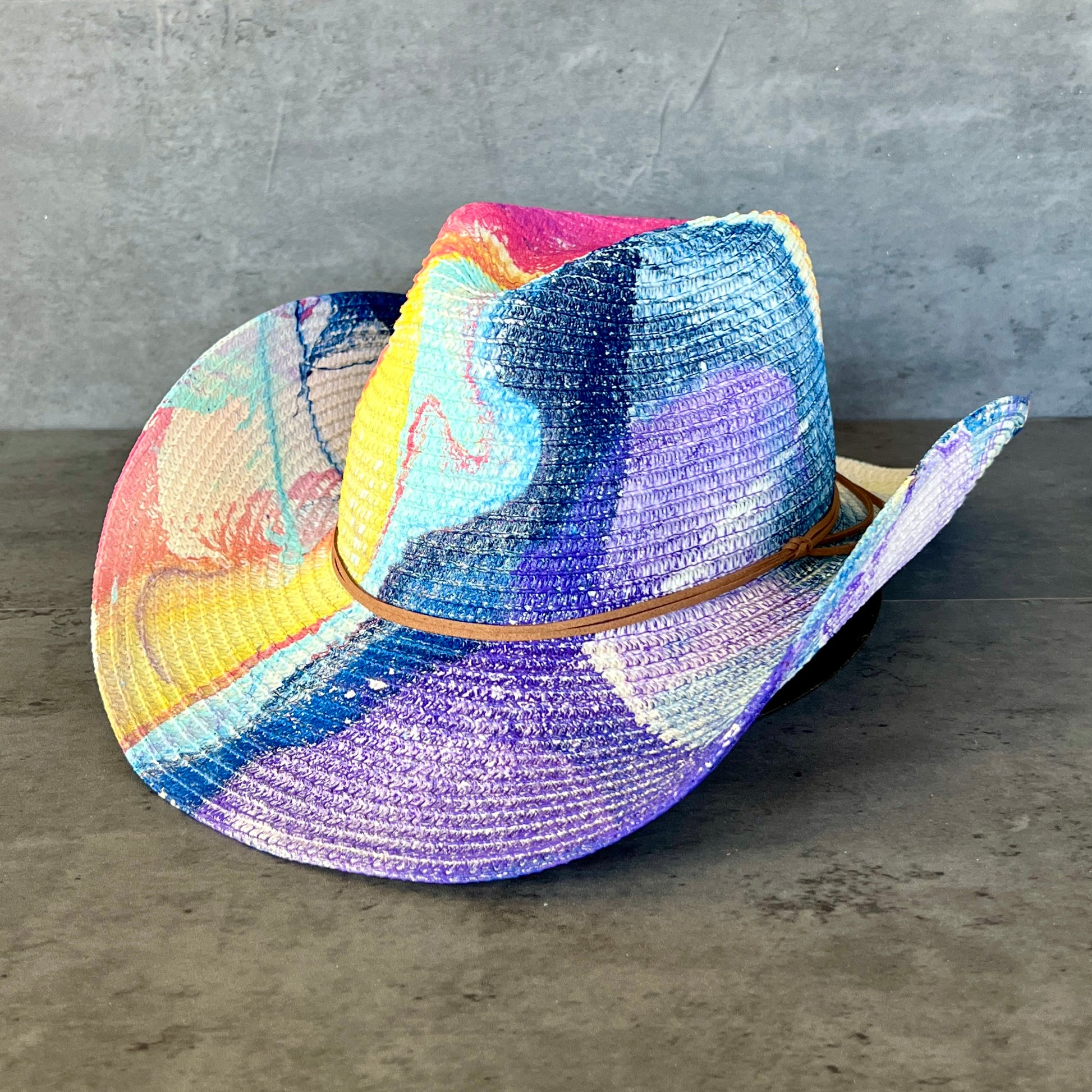 Rainbow Straw Cowboy Hat