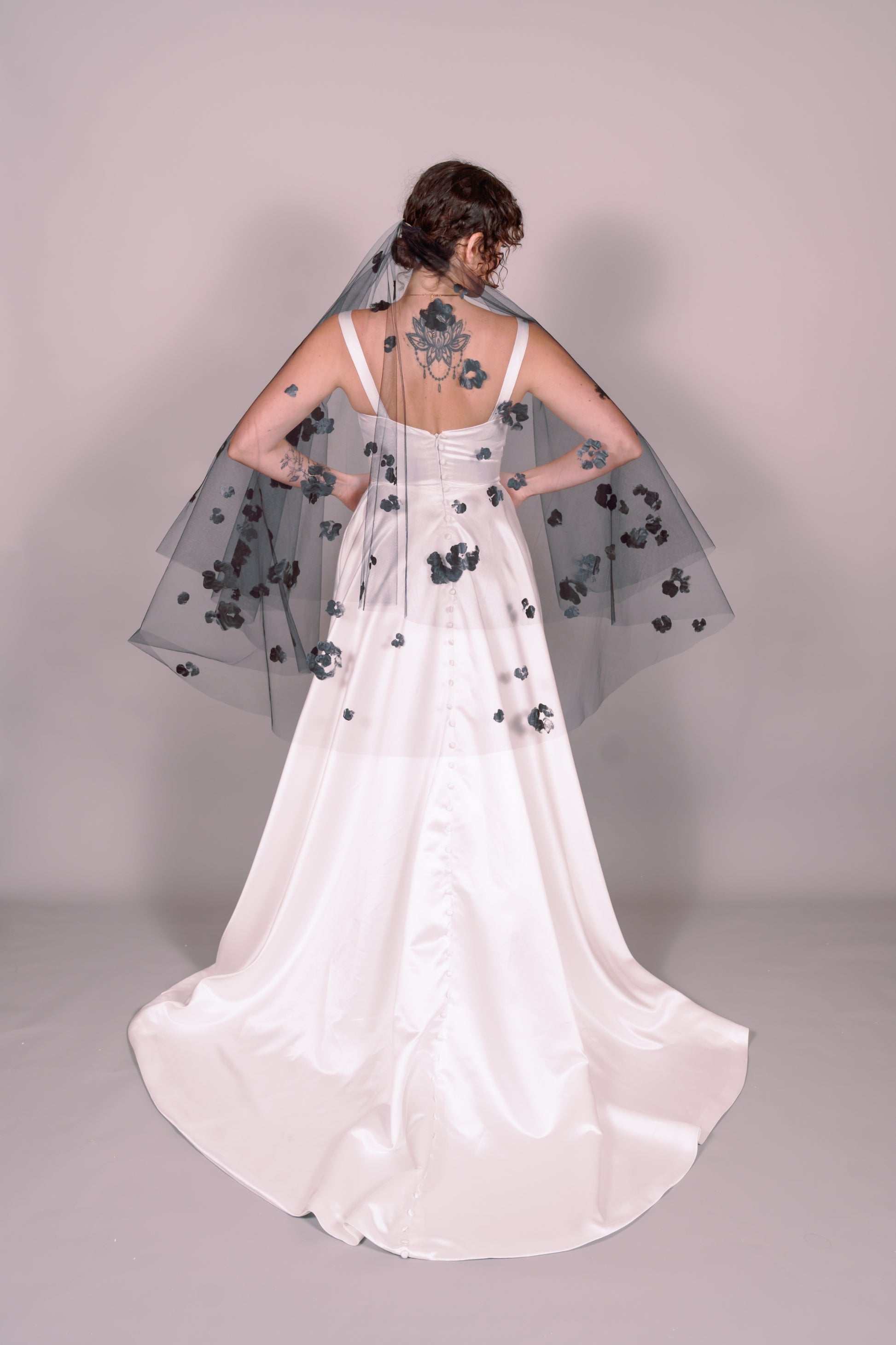 Rose Garden Hand-Painted Fingertip Veil