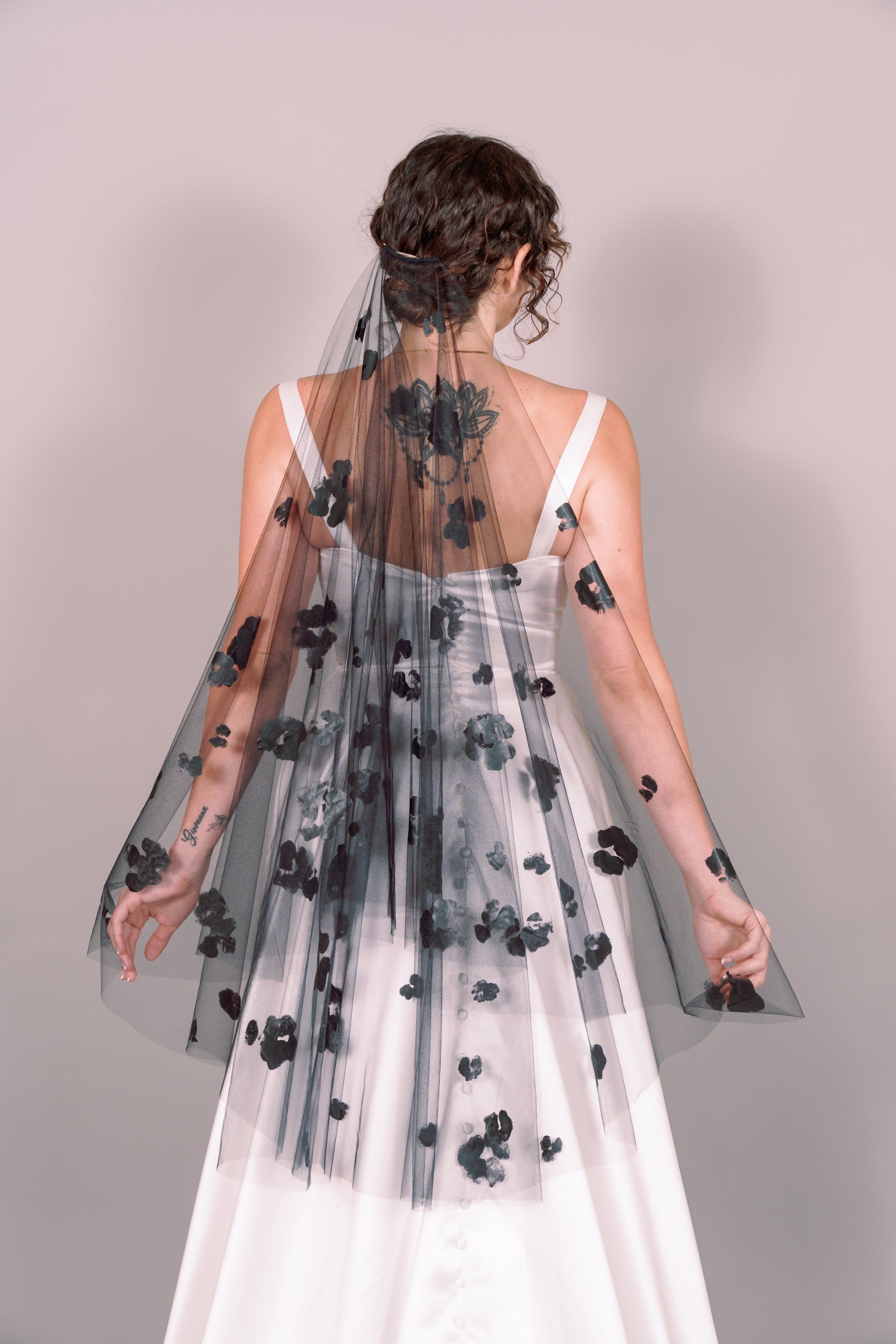 Rose Garden Hand-Painted Fingertip Veil