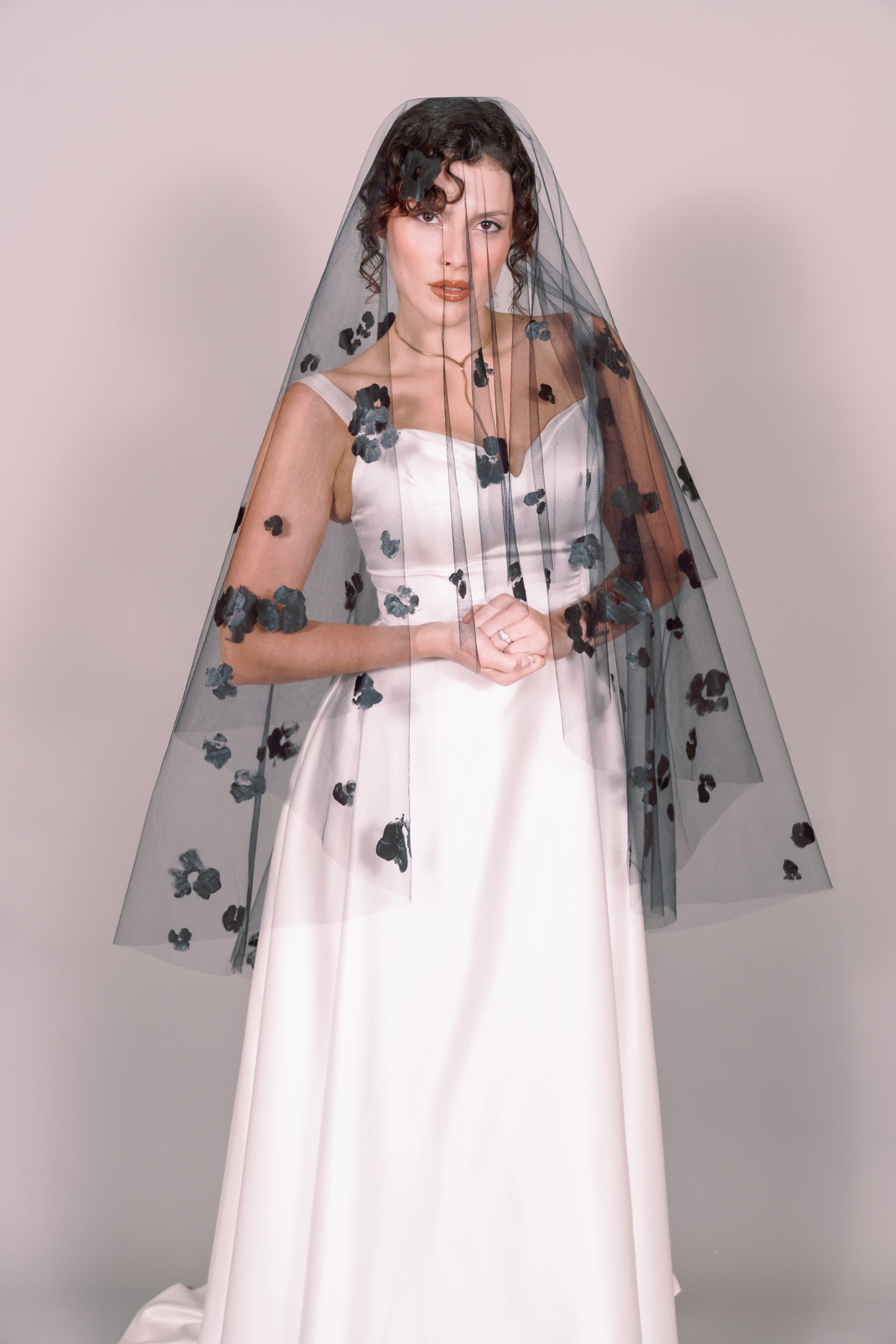 Rose Garden Hand-Painted Fingertip Veil