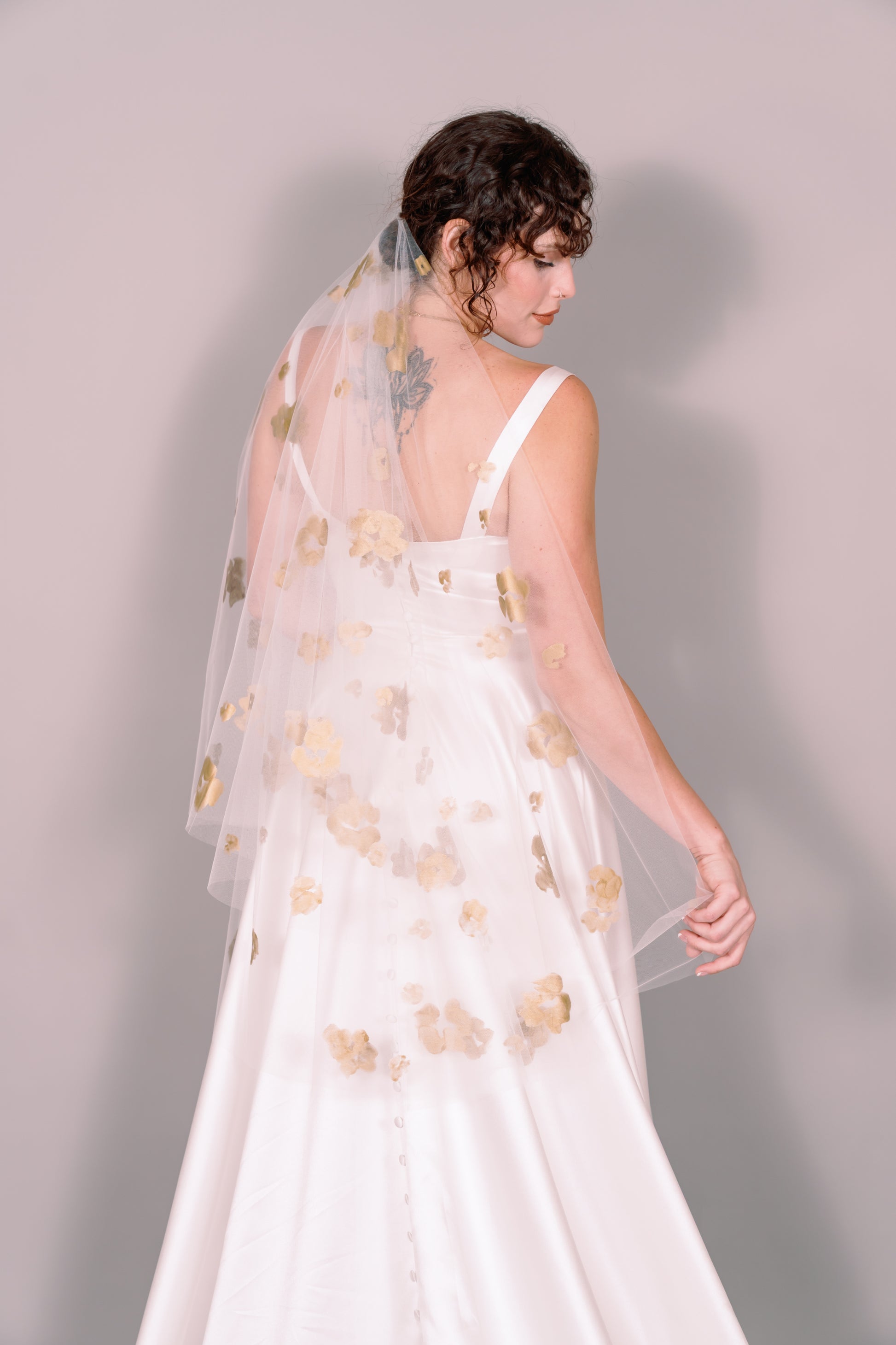 Rose Garden Hand-Painted Fingertip Veil