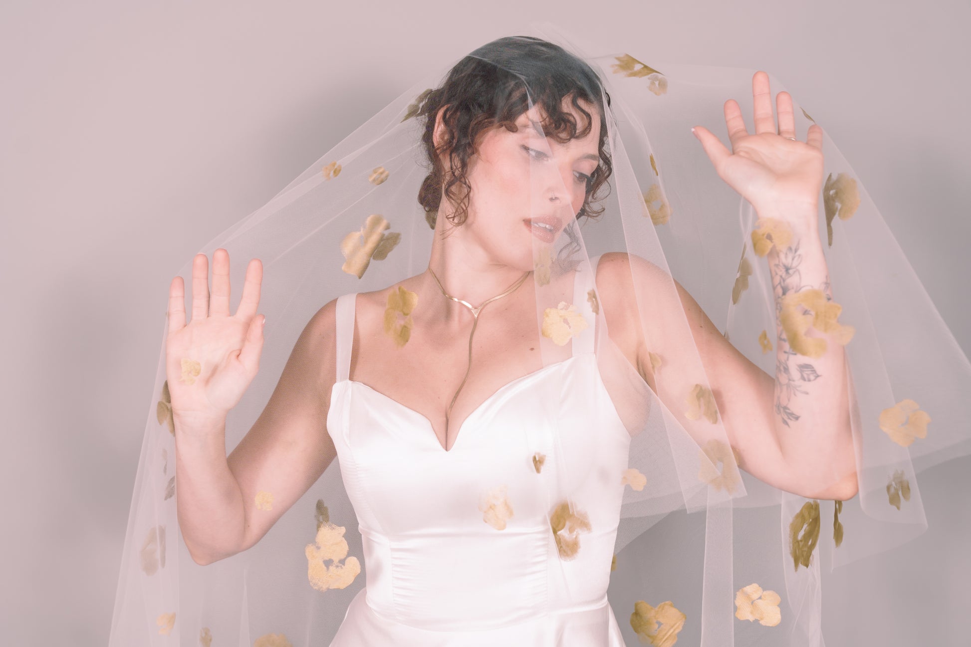 Rose Garden Hand-Painted Fingertip Veil