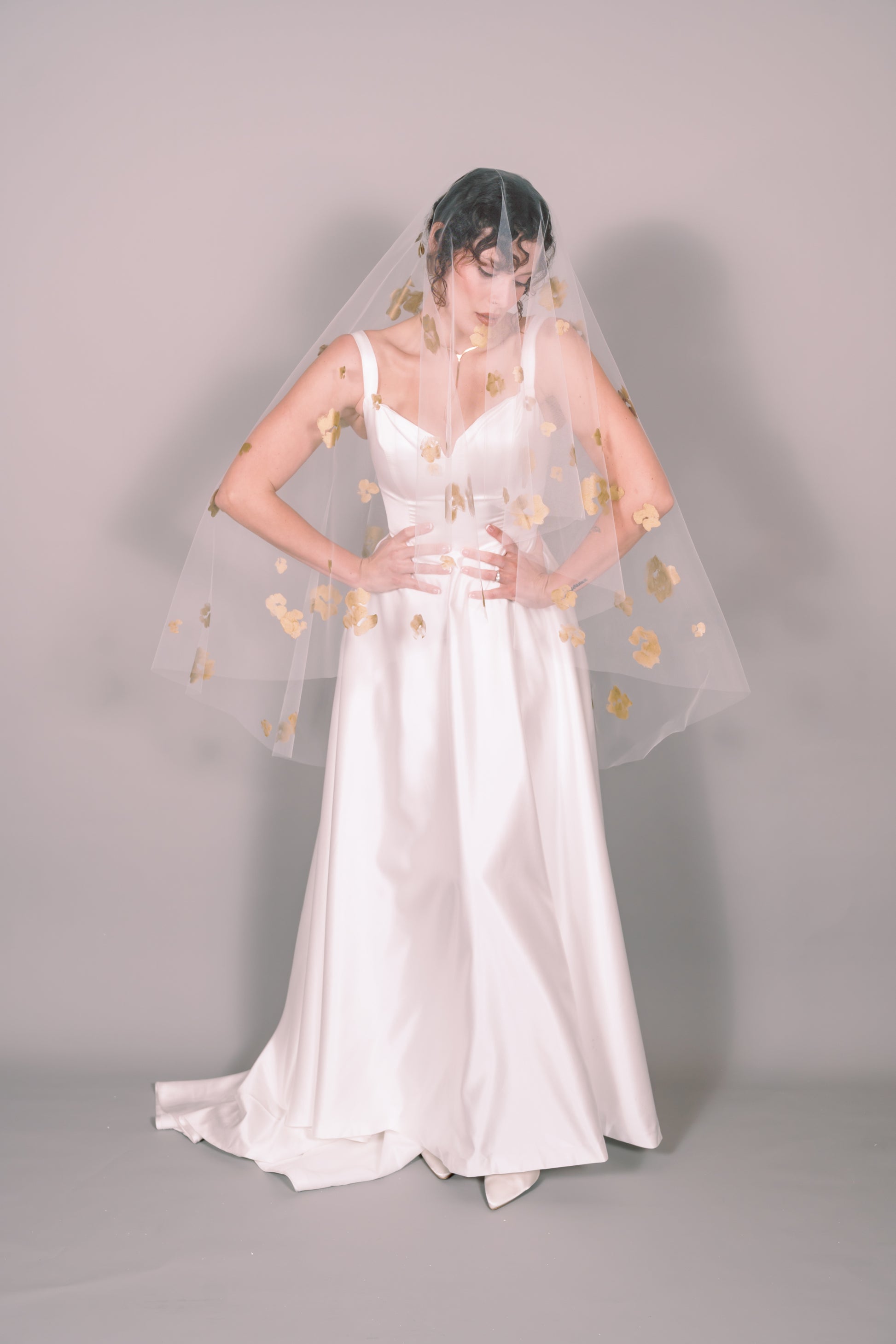 Rose Garden Hand-Painted Fingertip Veil