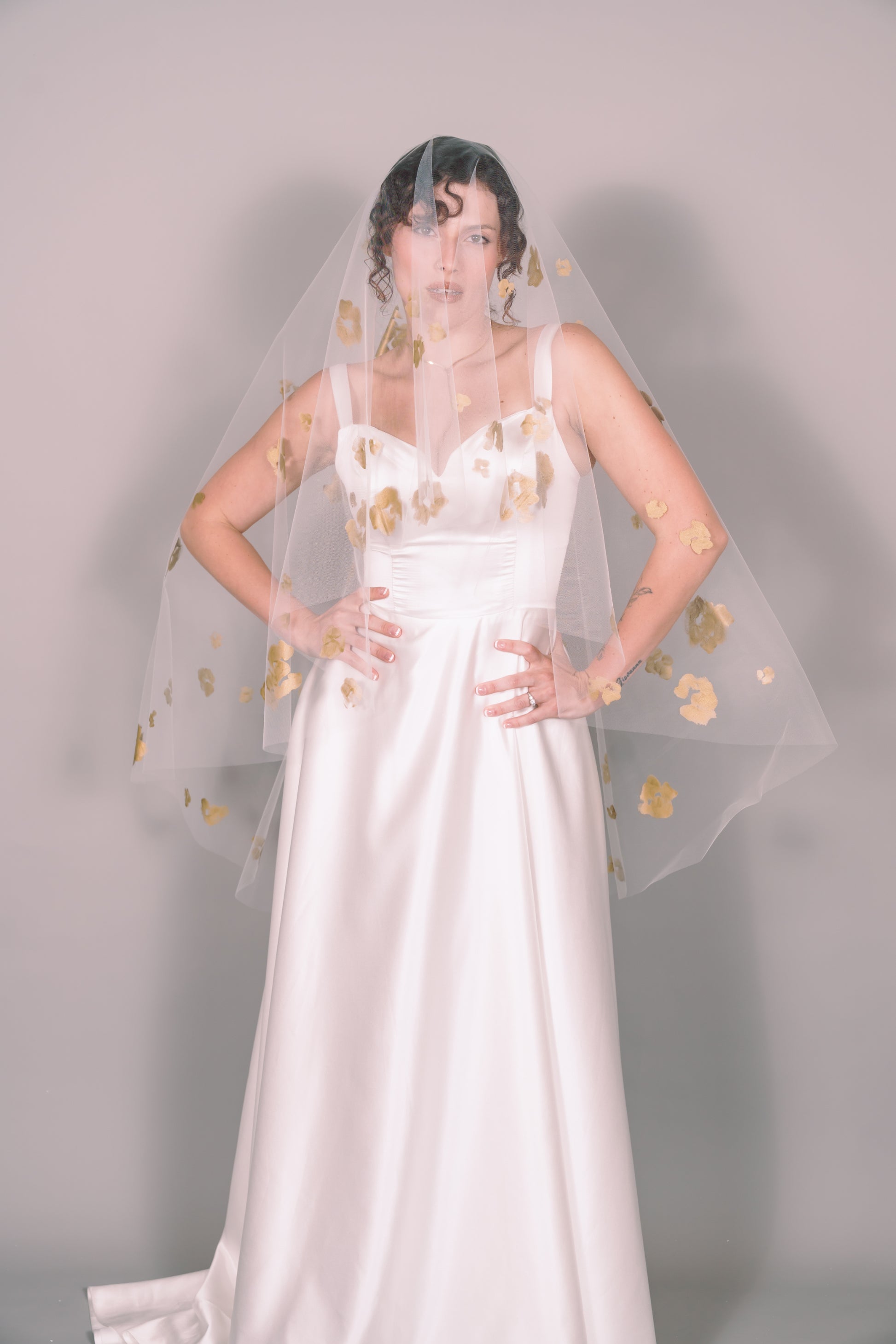 Rose Garden Hand-Painted Fingertip Veil