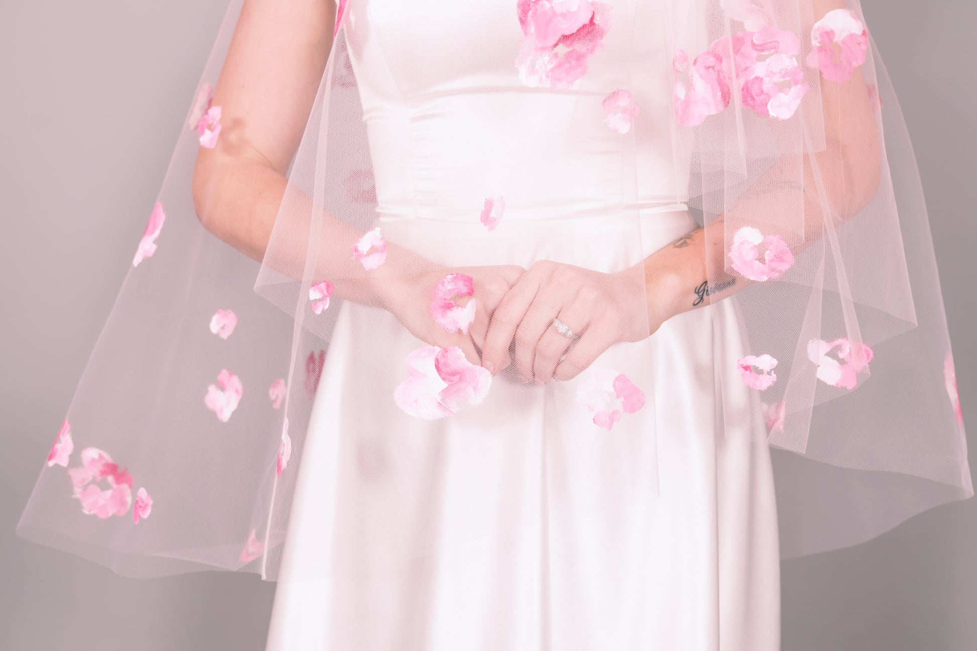 Rose Garden Hand-Painted Fingertip Veil