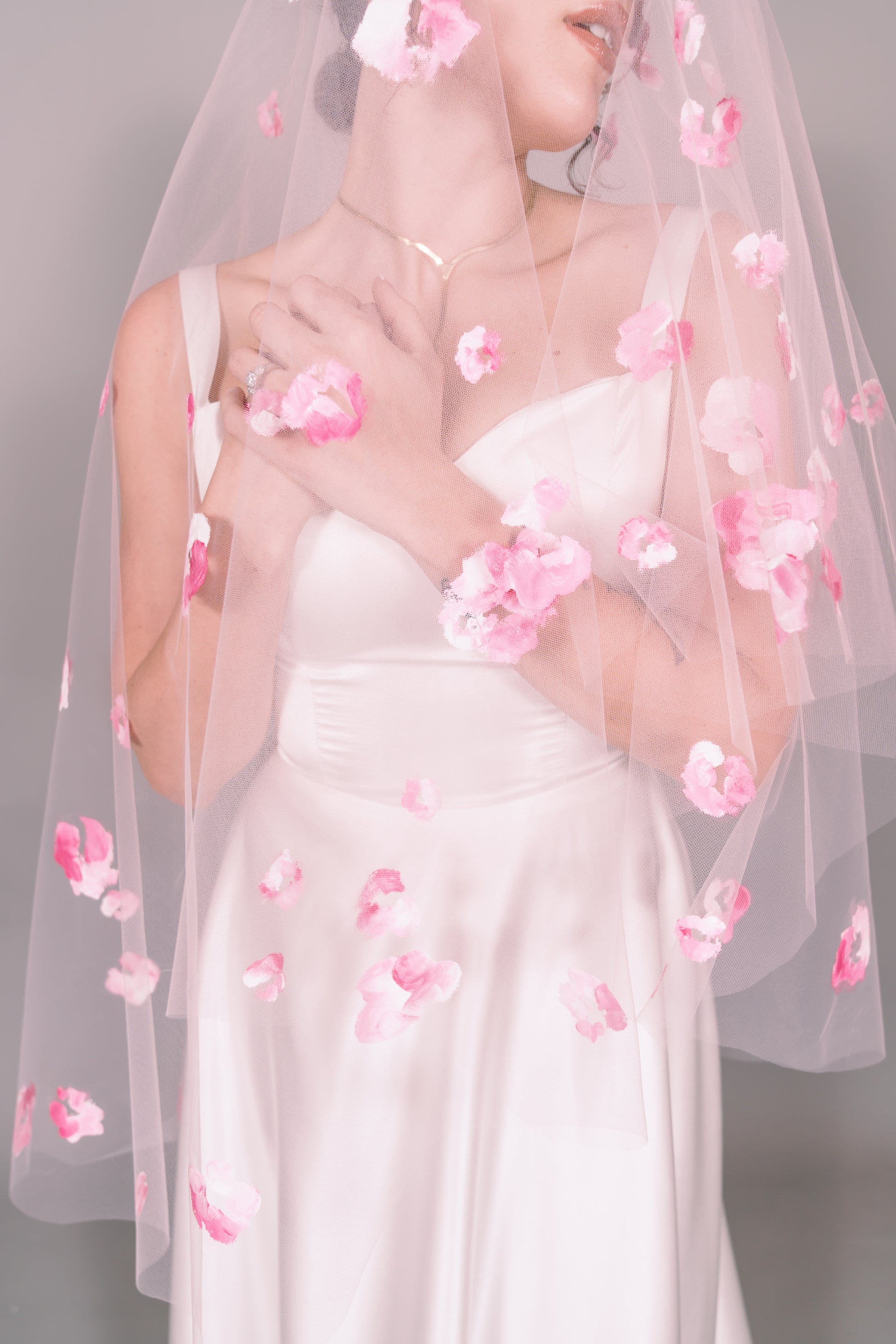 Rose Garden Hand-Painted Fingertip Veil