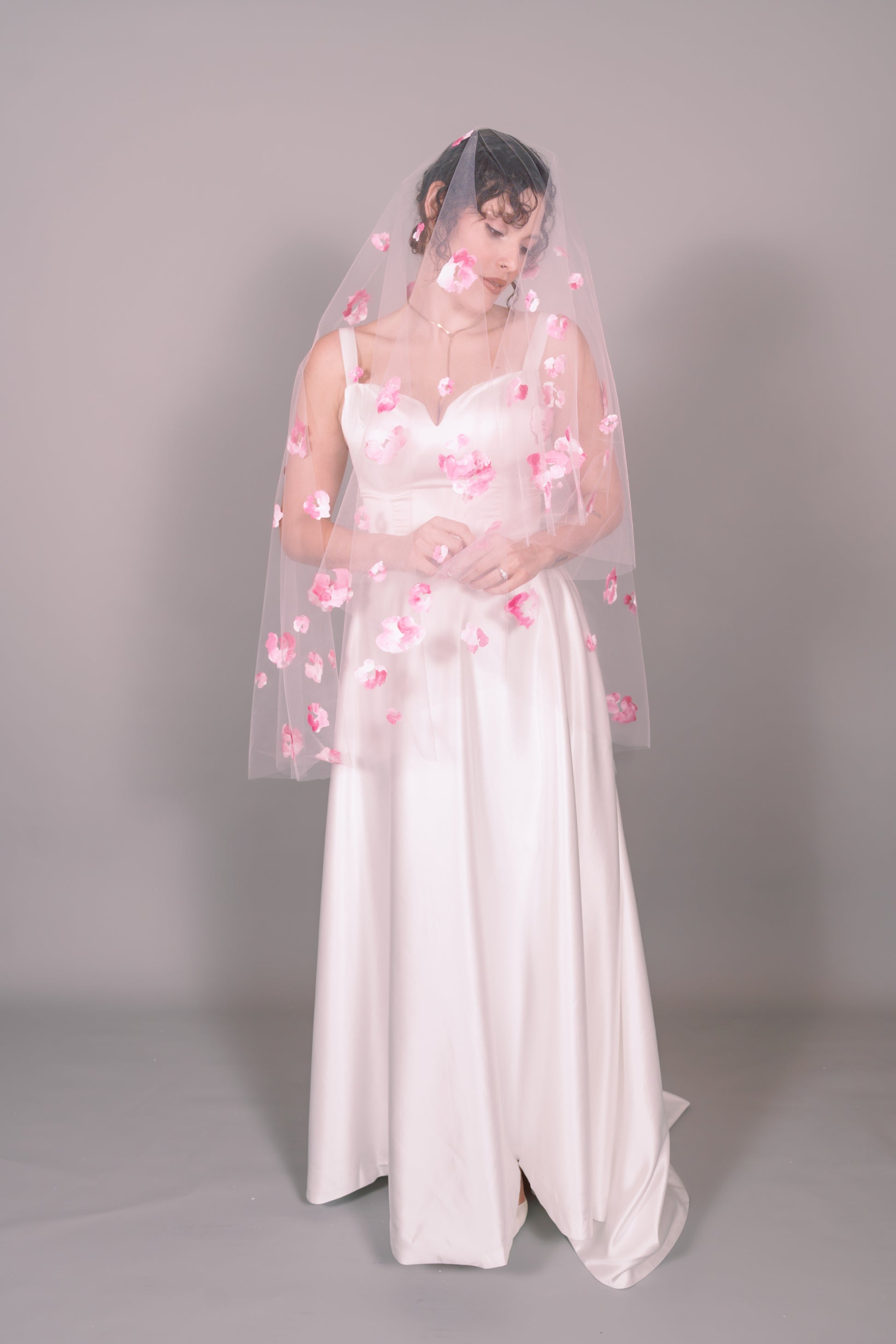 Rose Garden Hand-Painted Fingertip Veil