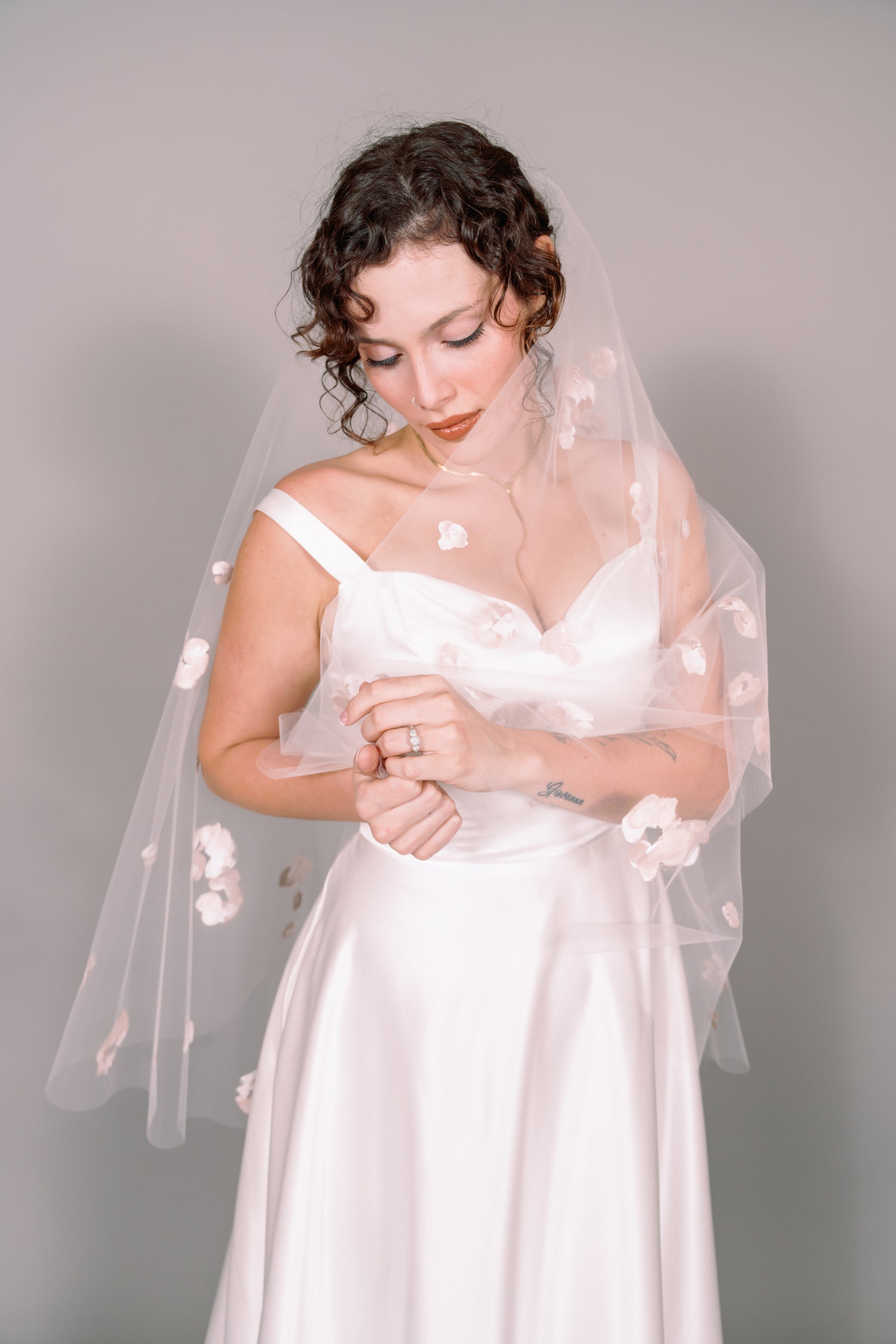 Rose Garden Hand-Painted Fingertip Veil