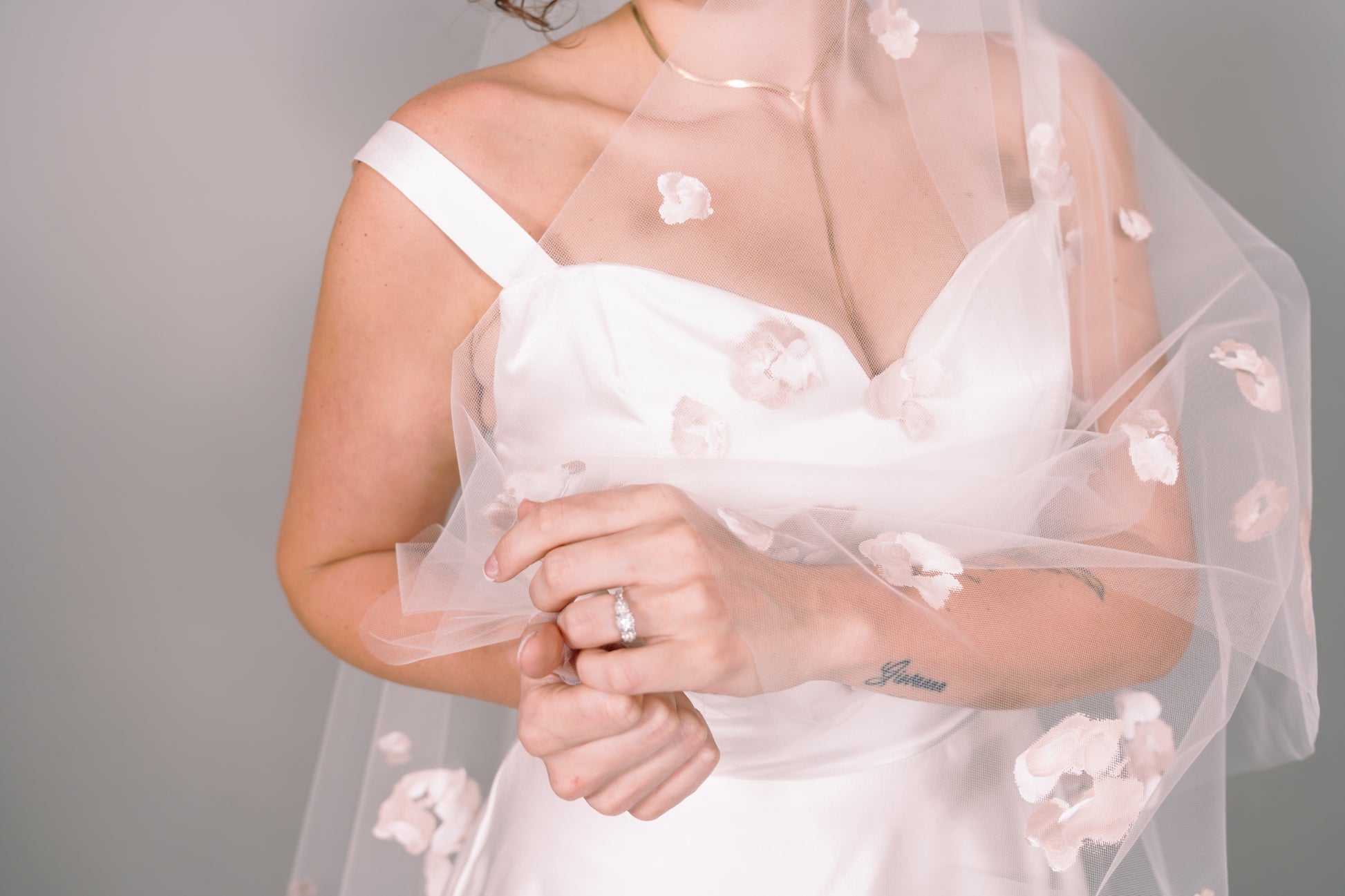 Rose Garden Hand-Painted Fingertip Veil