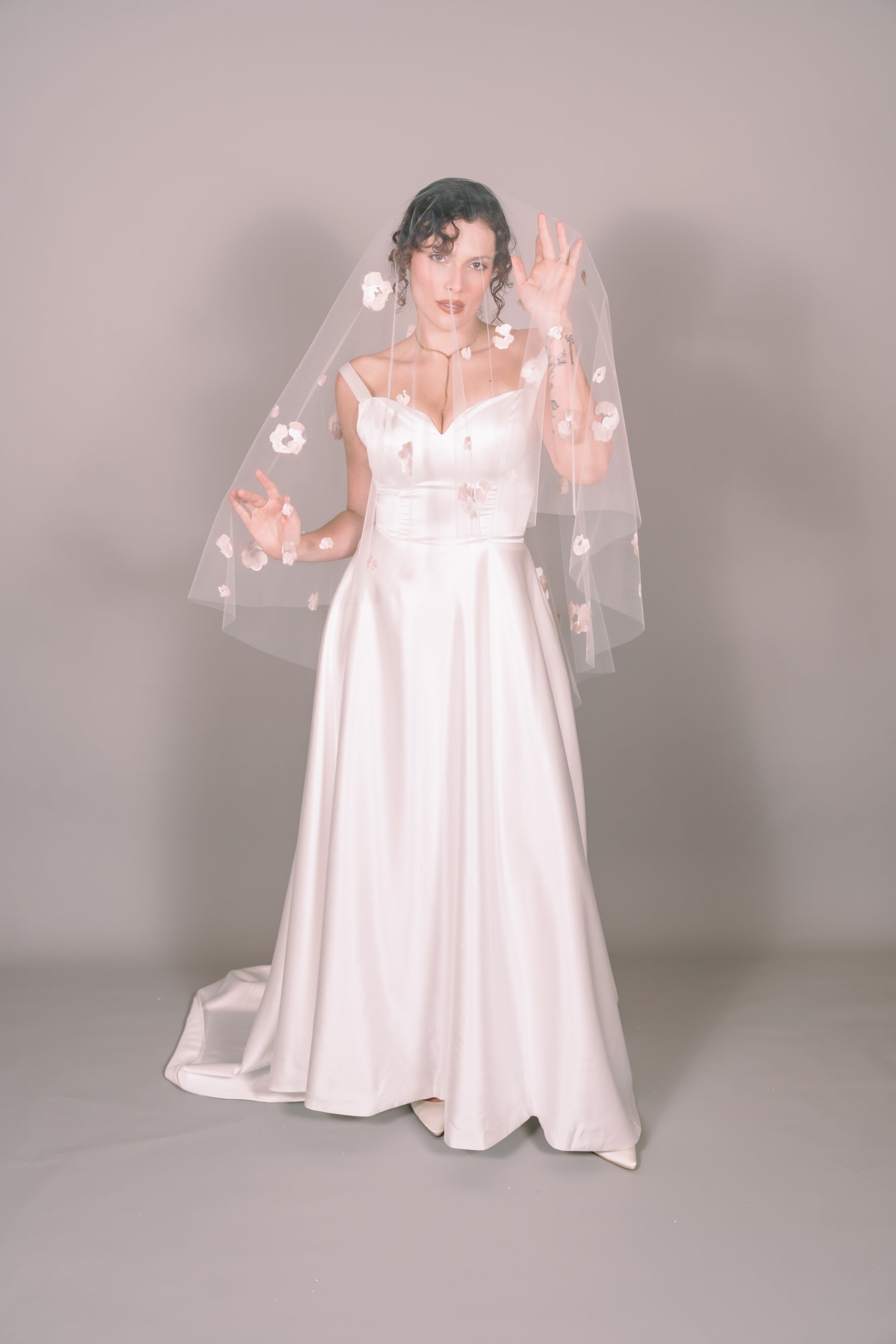 Rose Garden Hand-Painted Fingertip Veil