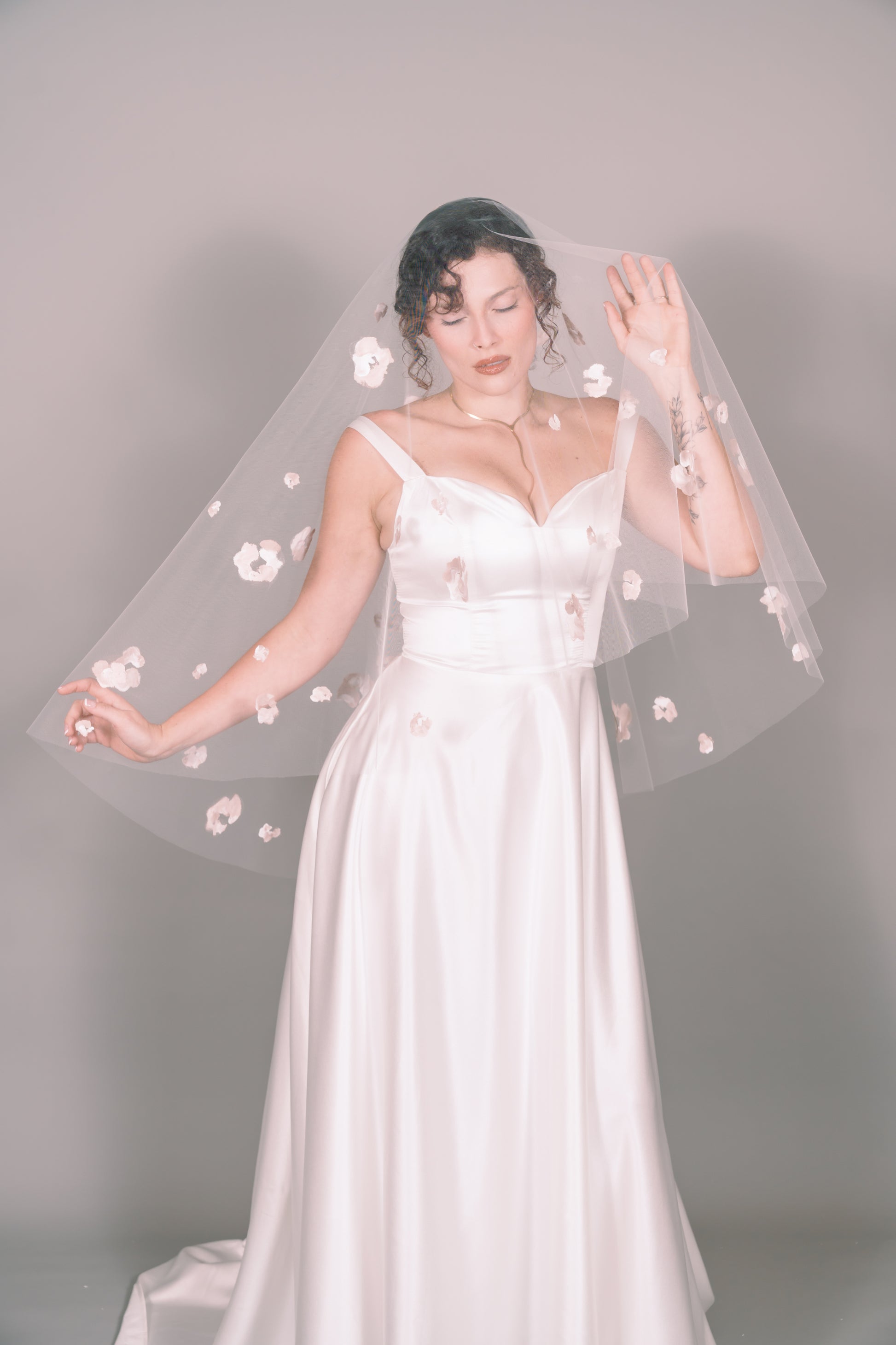 Rose Garden Hand-Painted Fingertip Veil