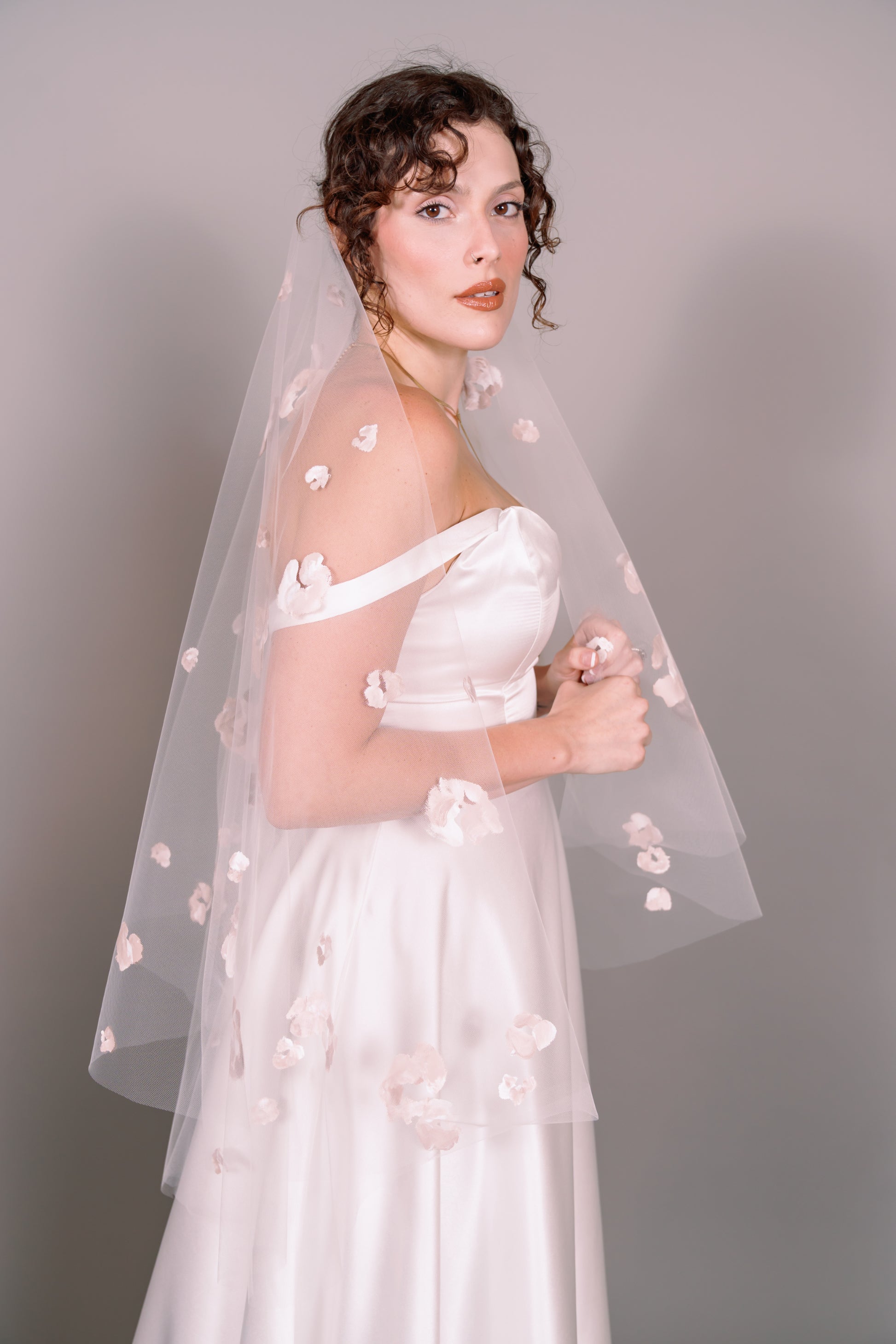Rose Garden Hand-Painted Fingertip Veil