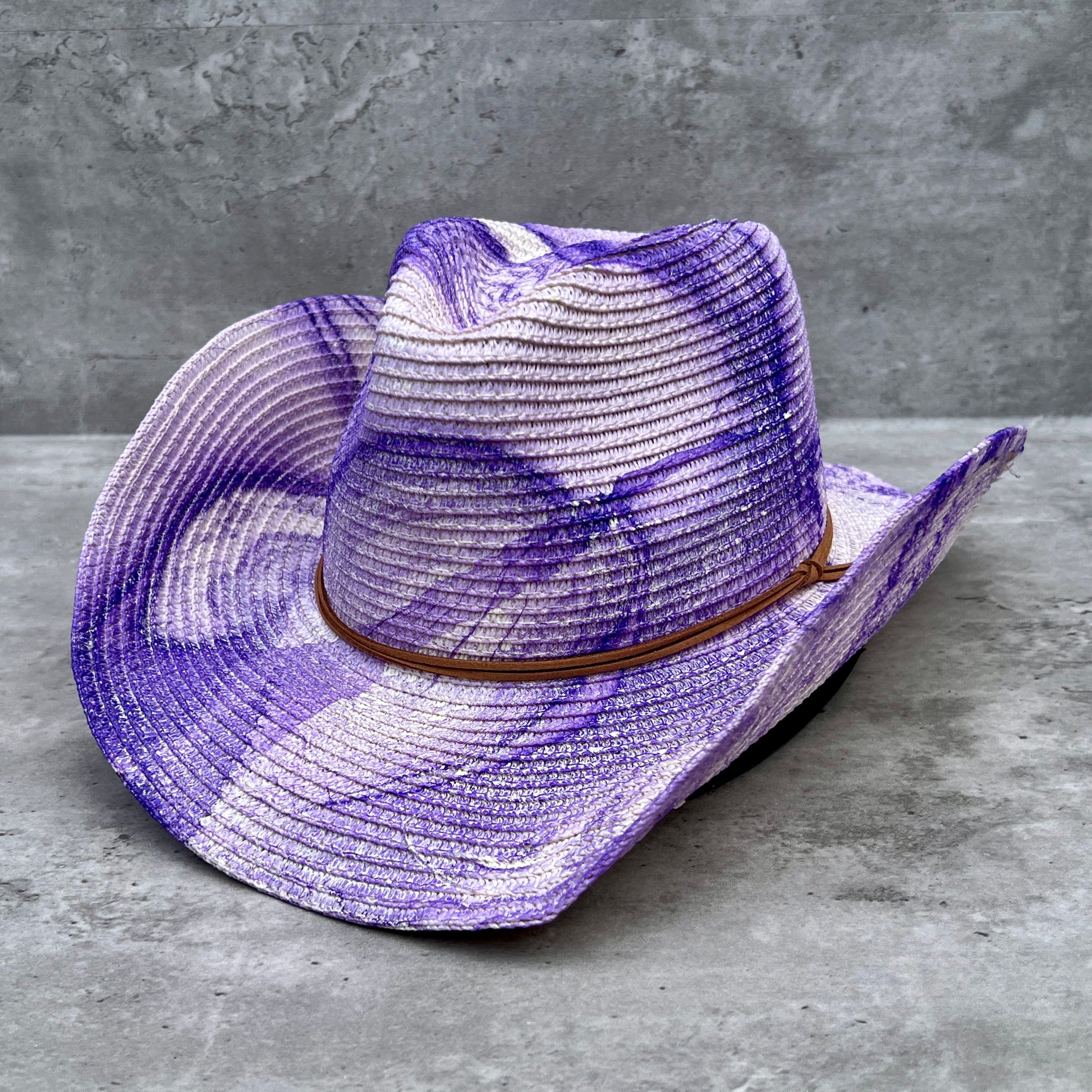 Purple Straw Cowboy Hat