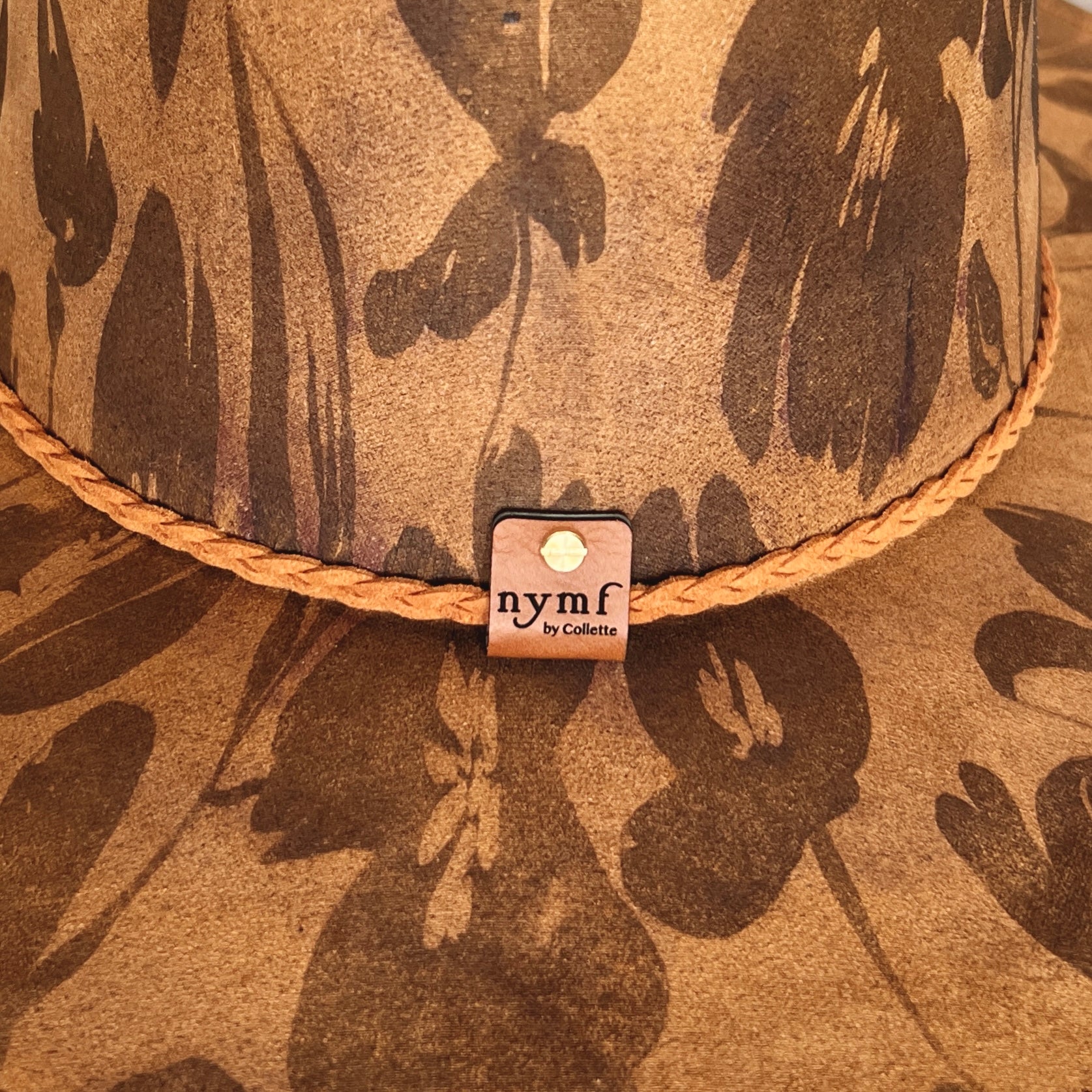 Tonal Floral Suede Rancher Hat