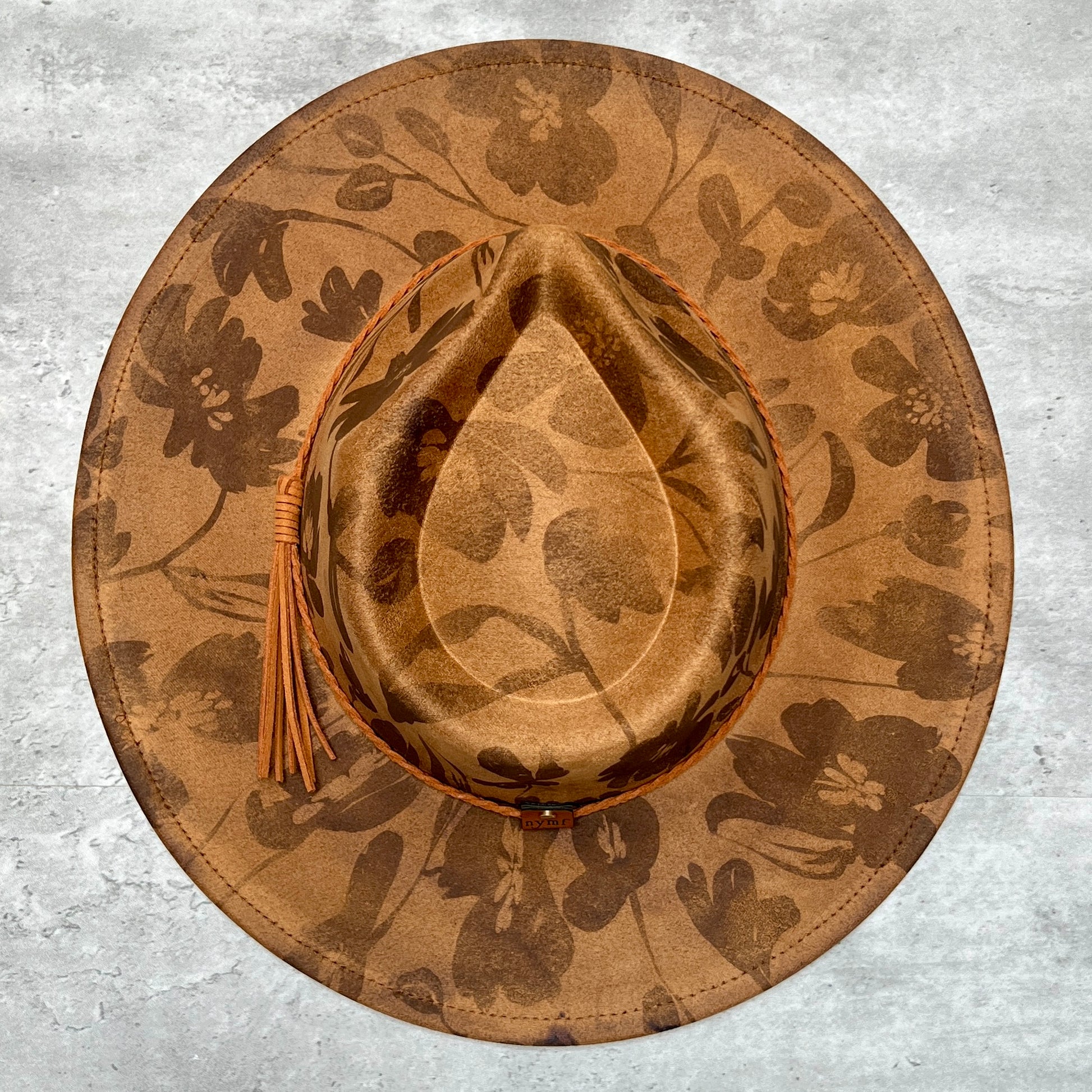 Tonal Floral Suede Rancher Hat