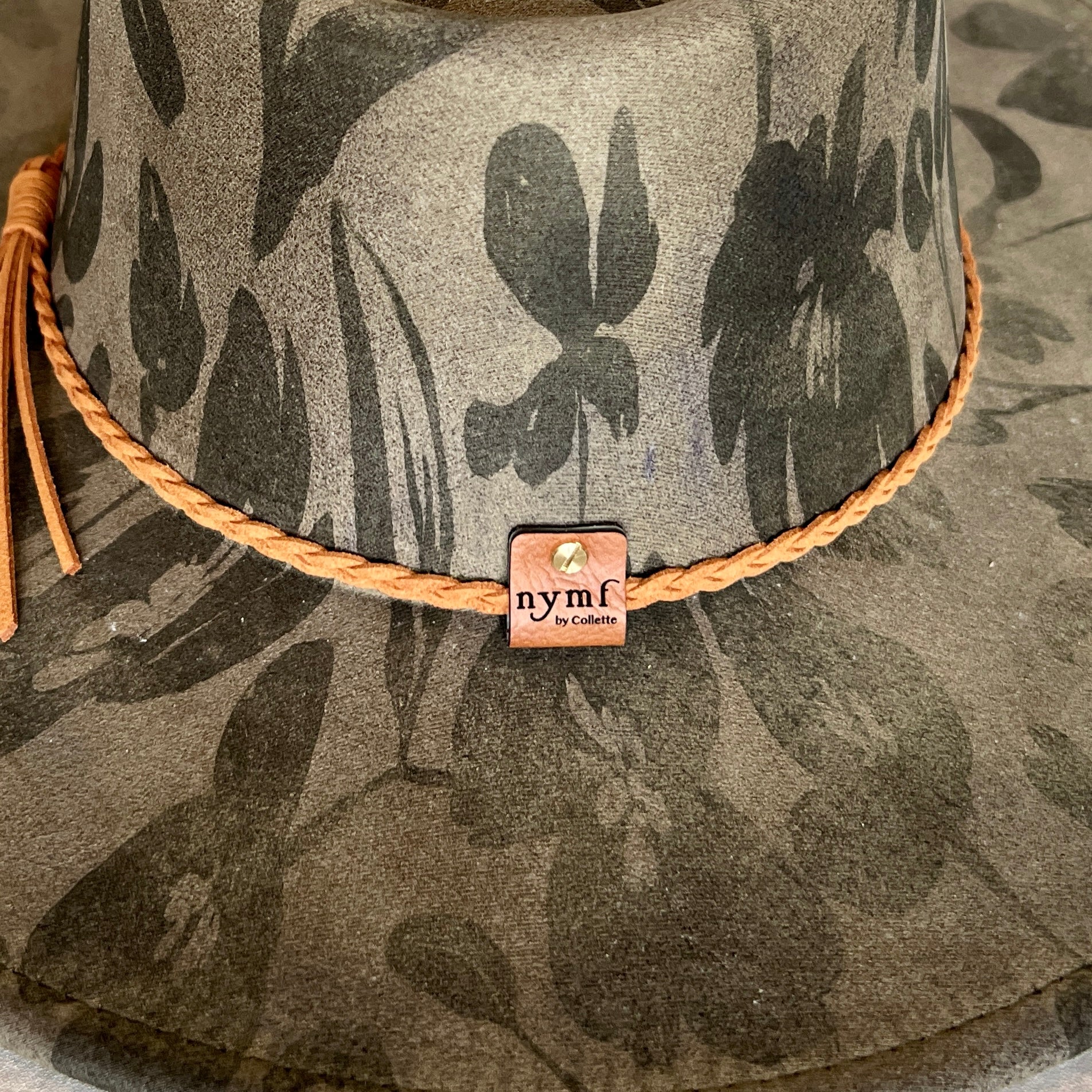 Tonal Floral Suede Rancher Hat