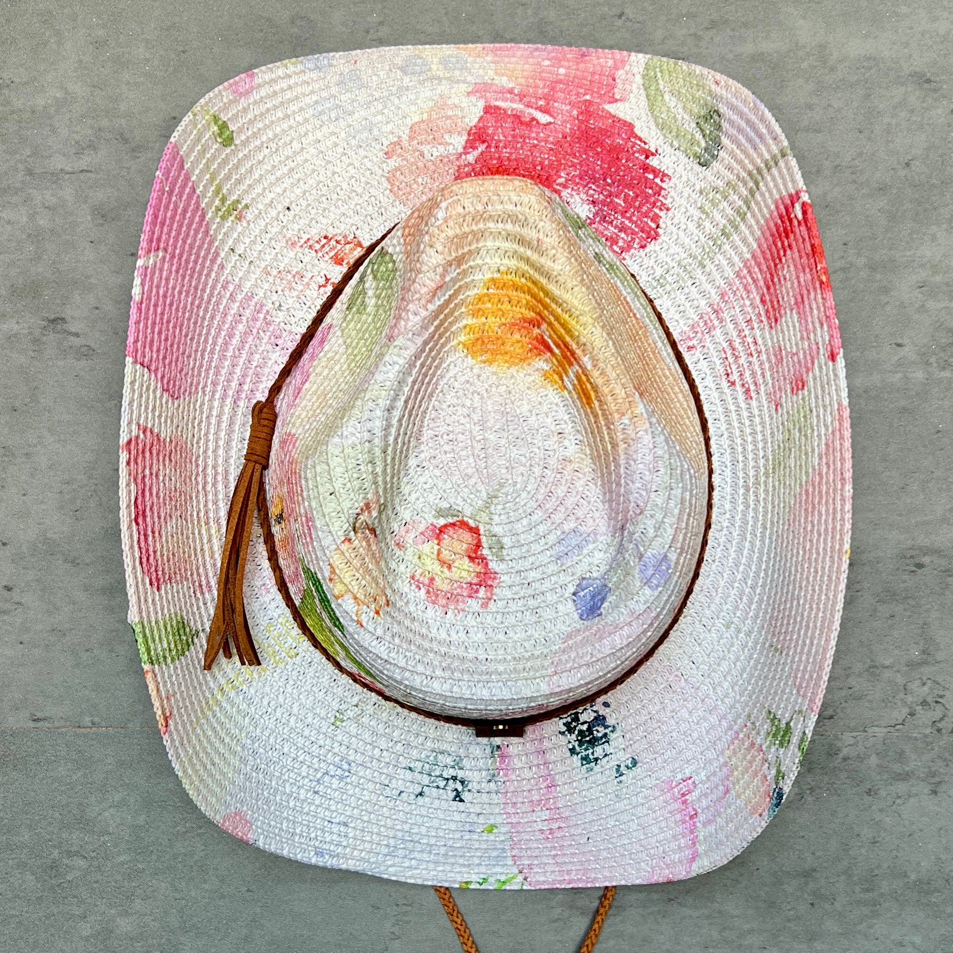 Watercolor Peonies Straw Cowboy Hat