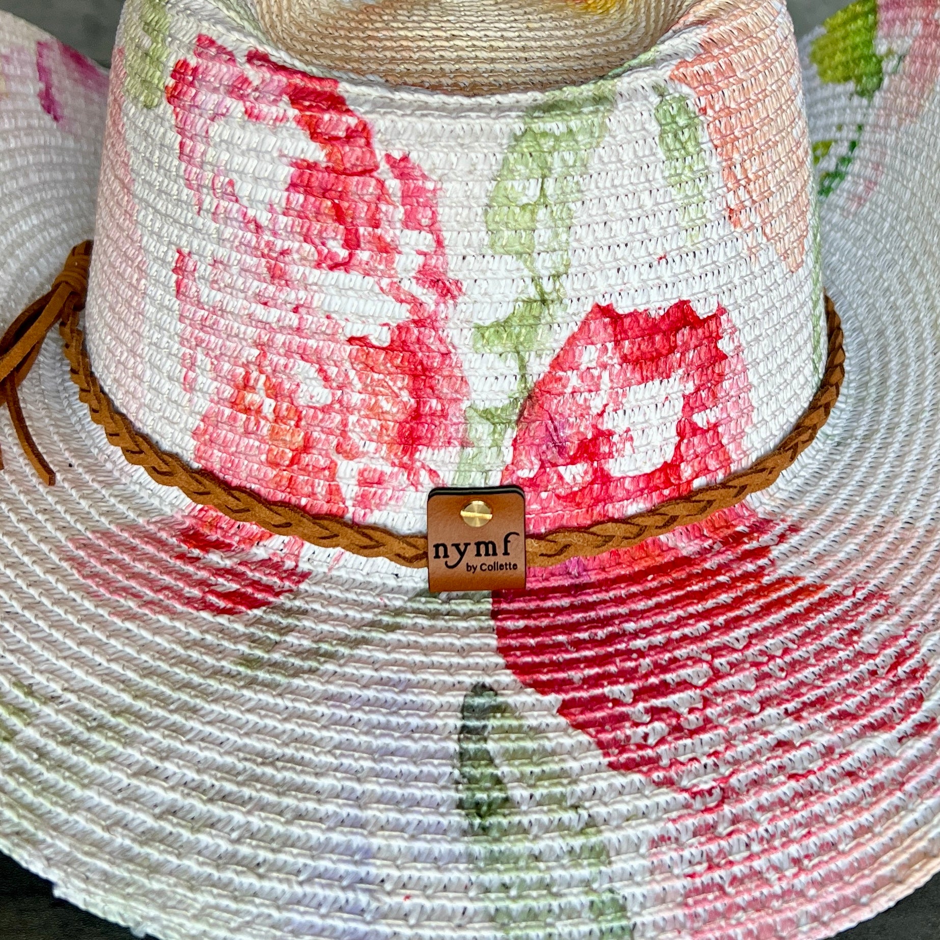 Watercolor Peonies Straw Cowboy Hat