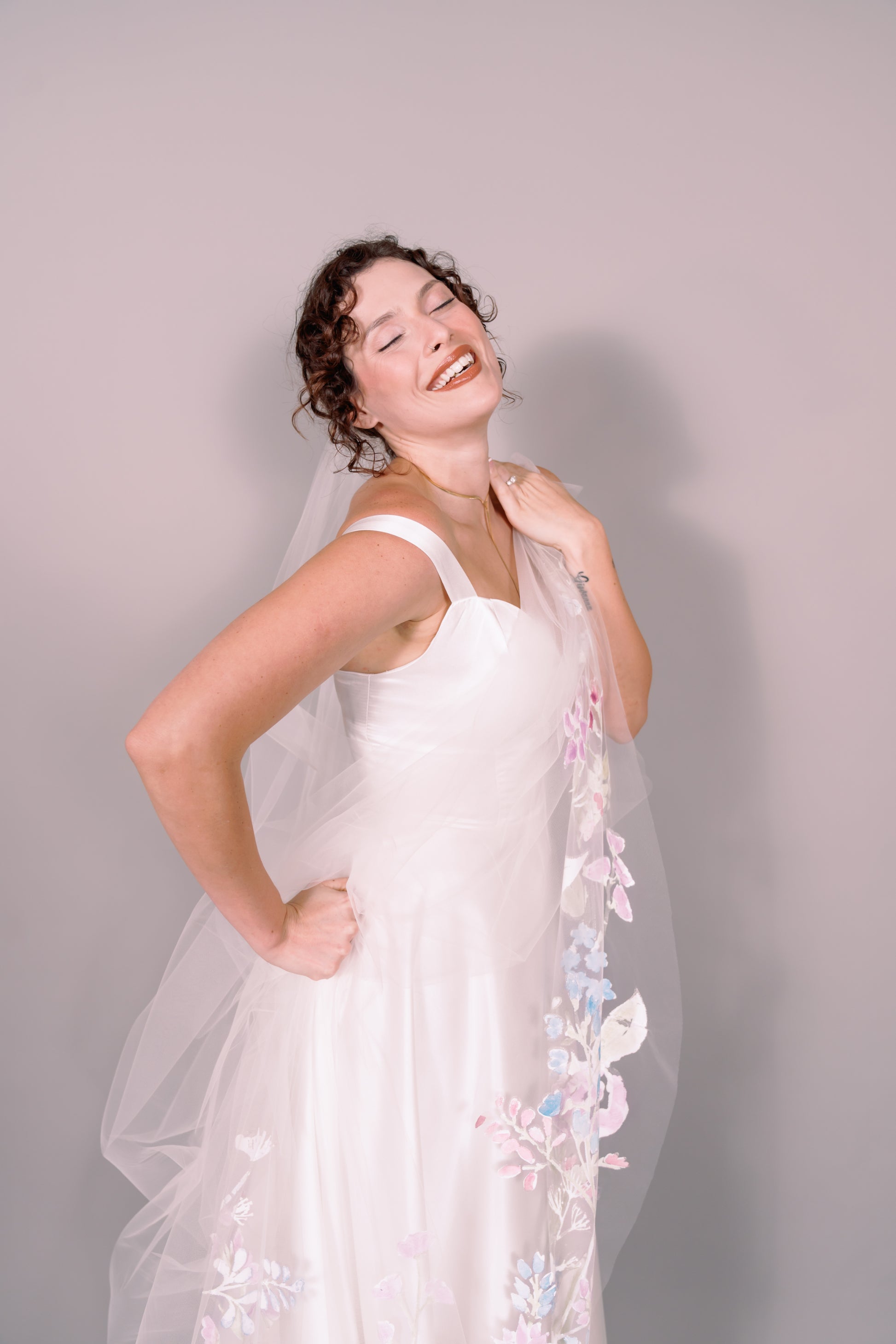 Wildflowers Hand-Painted Cathedral Veil