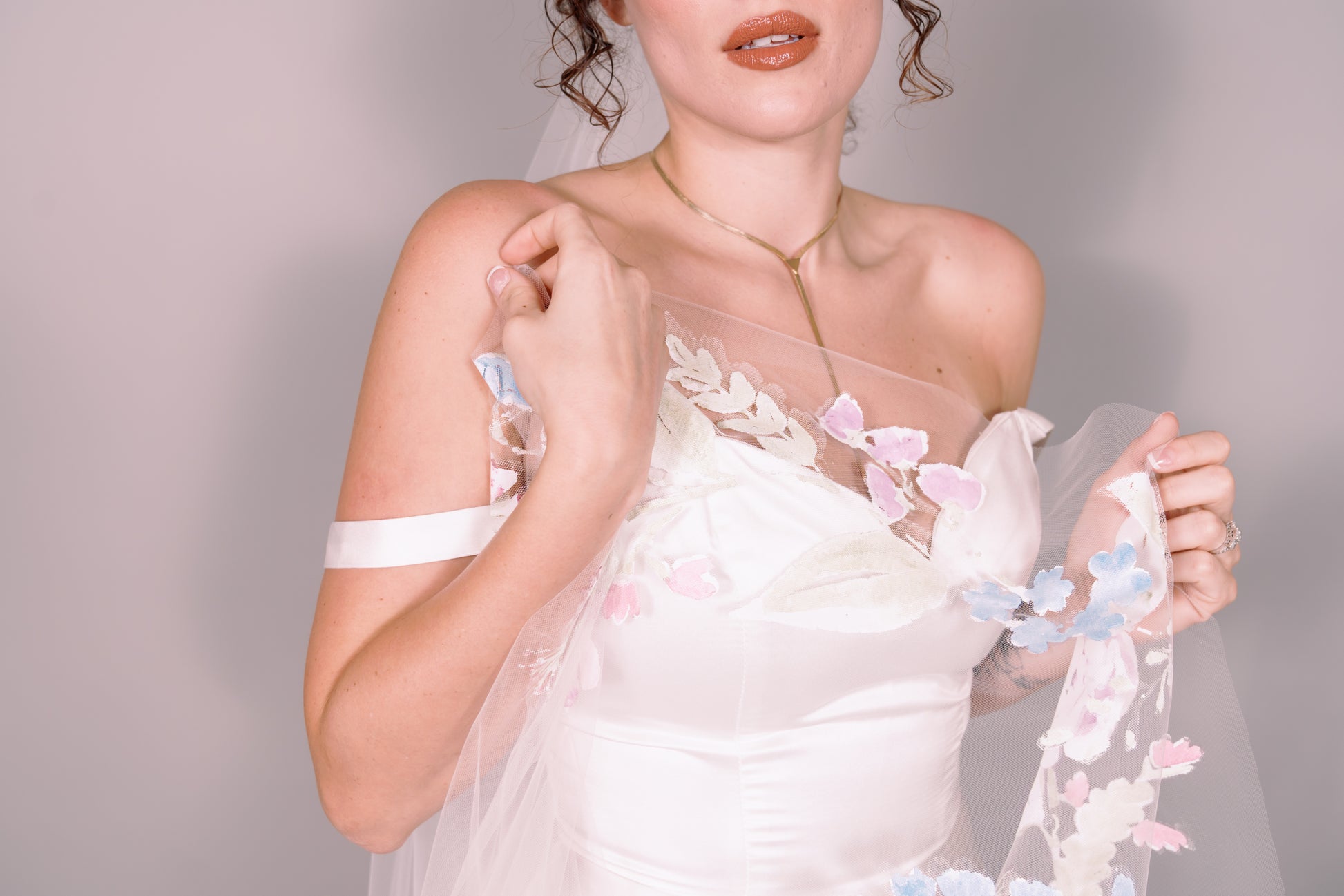 Wildflowers Hand-Painted Cathedral Veil