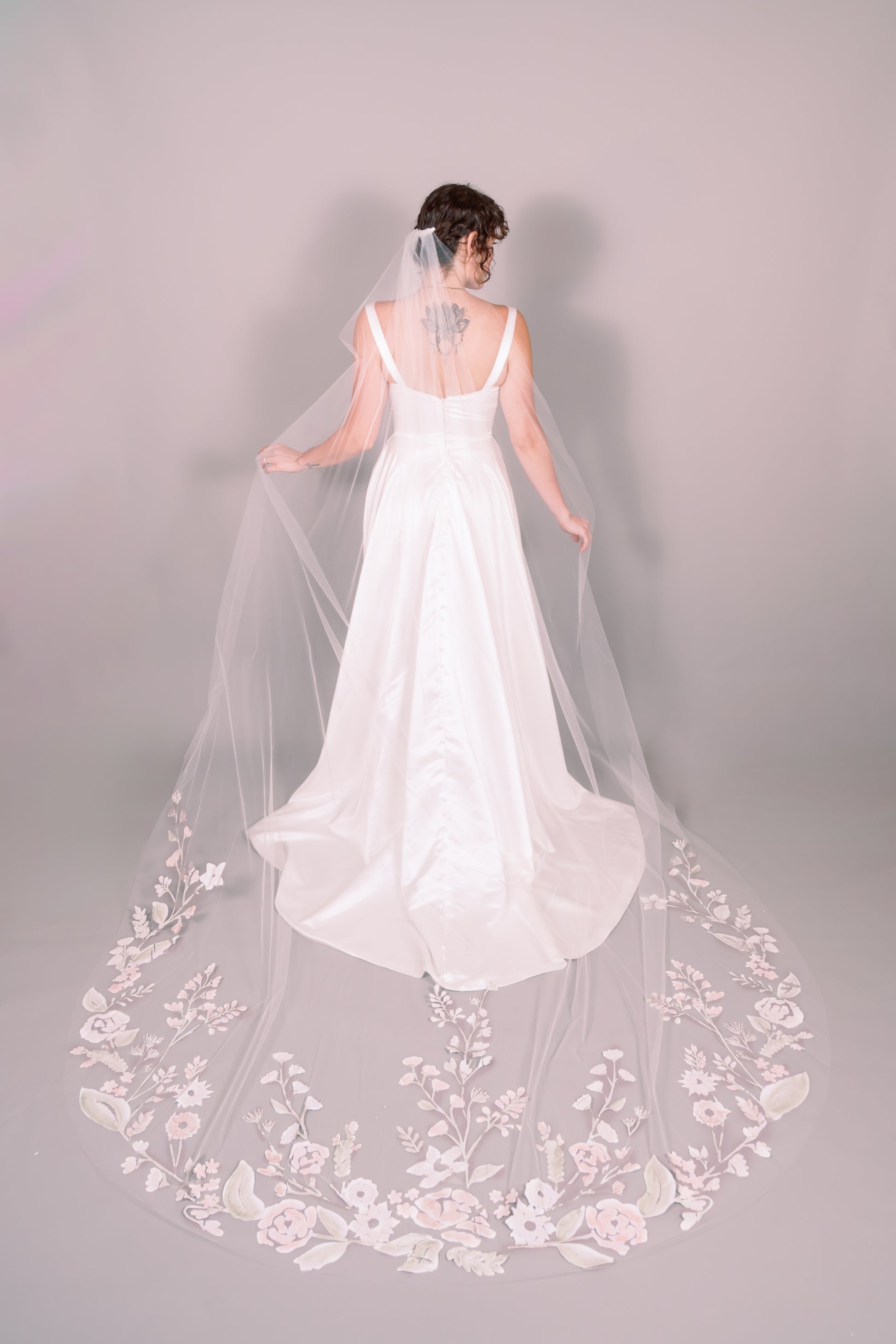 Wildflowers Hand-Painted Cathedral Veil