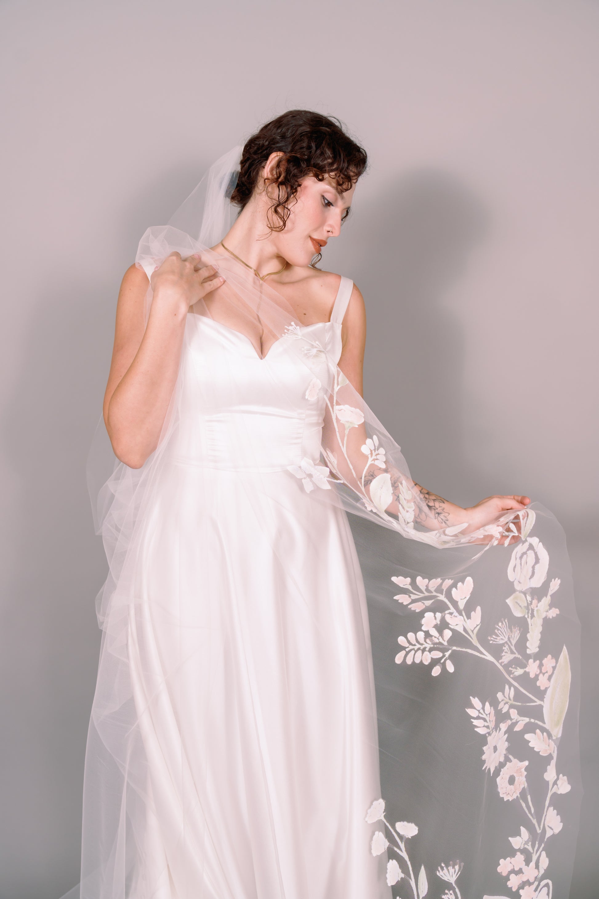 Wildflowers Hand-Painted Cathedral Veil