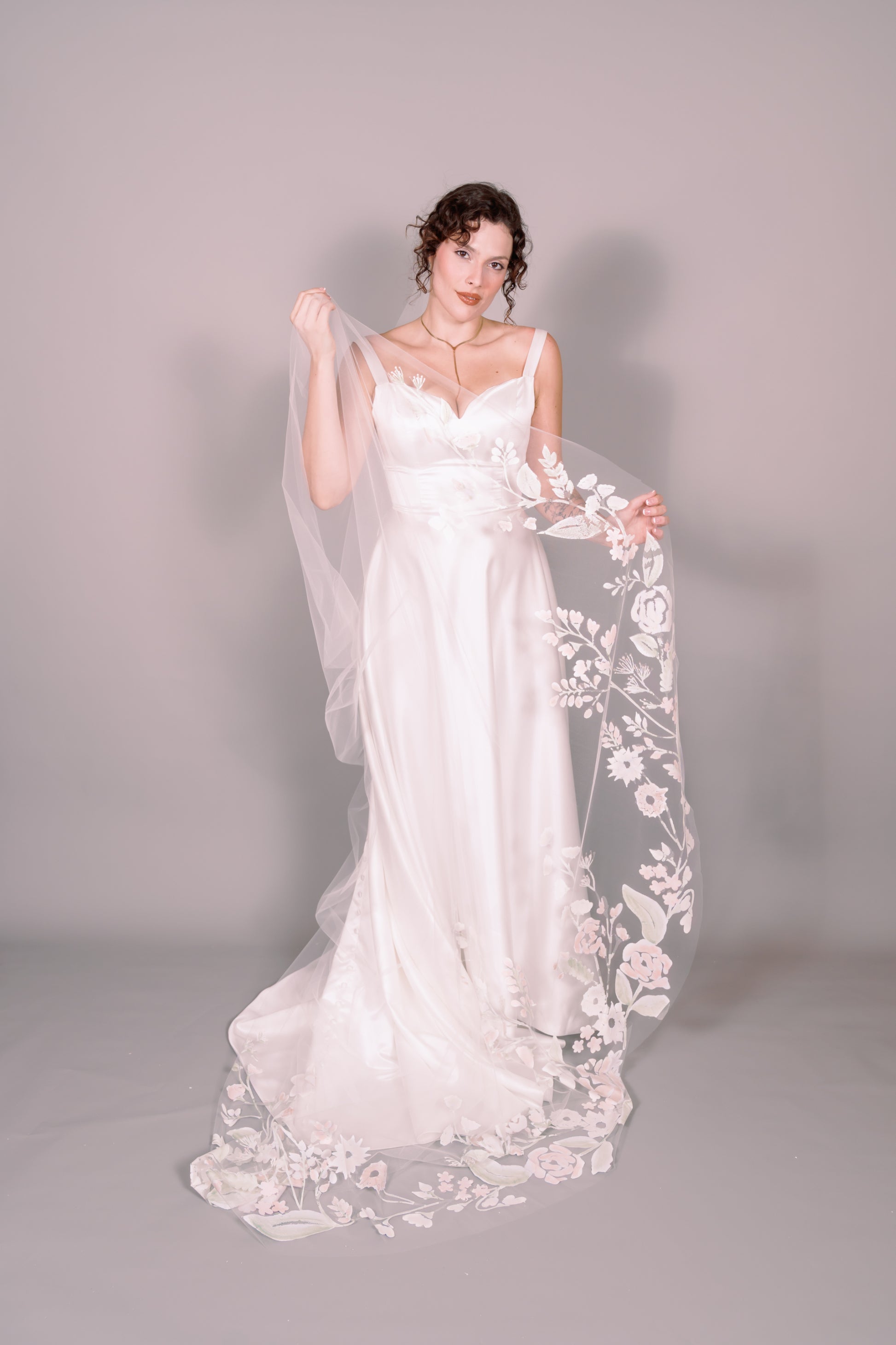 Wildflowers Hand-Painted Cathedral Veil