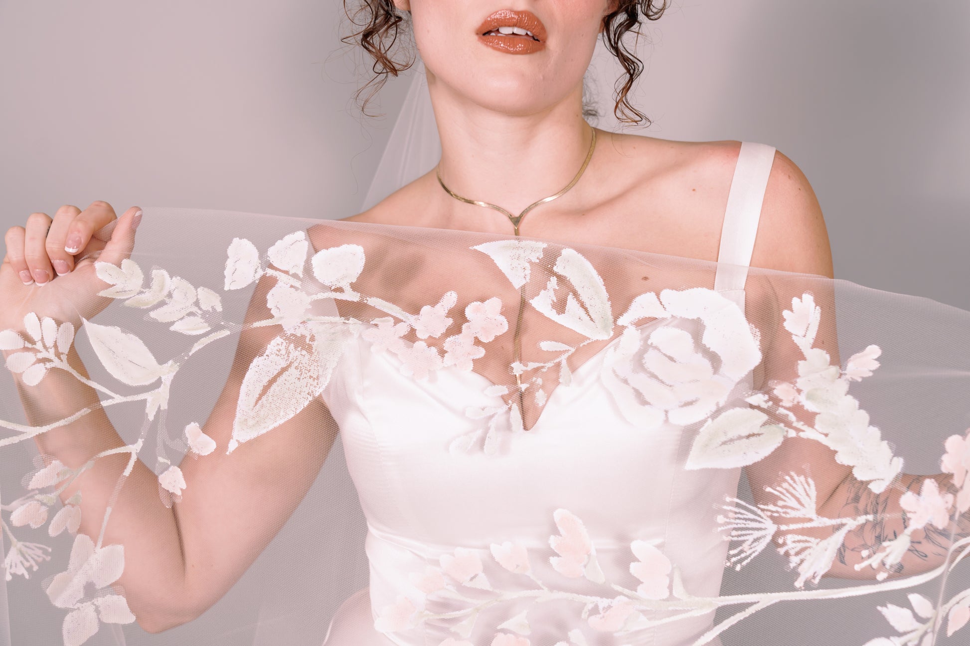 Wildflowers Hand-Painted Cathedral Veil