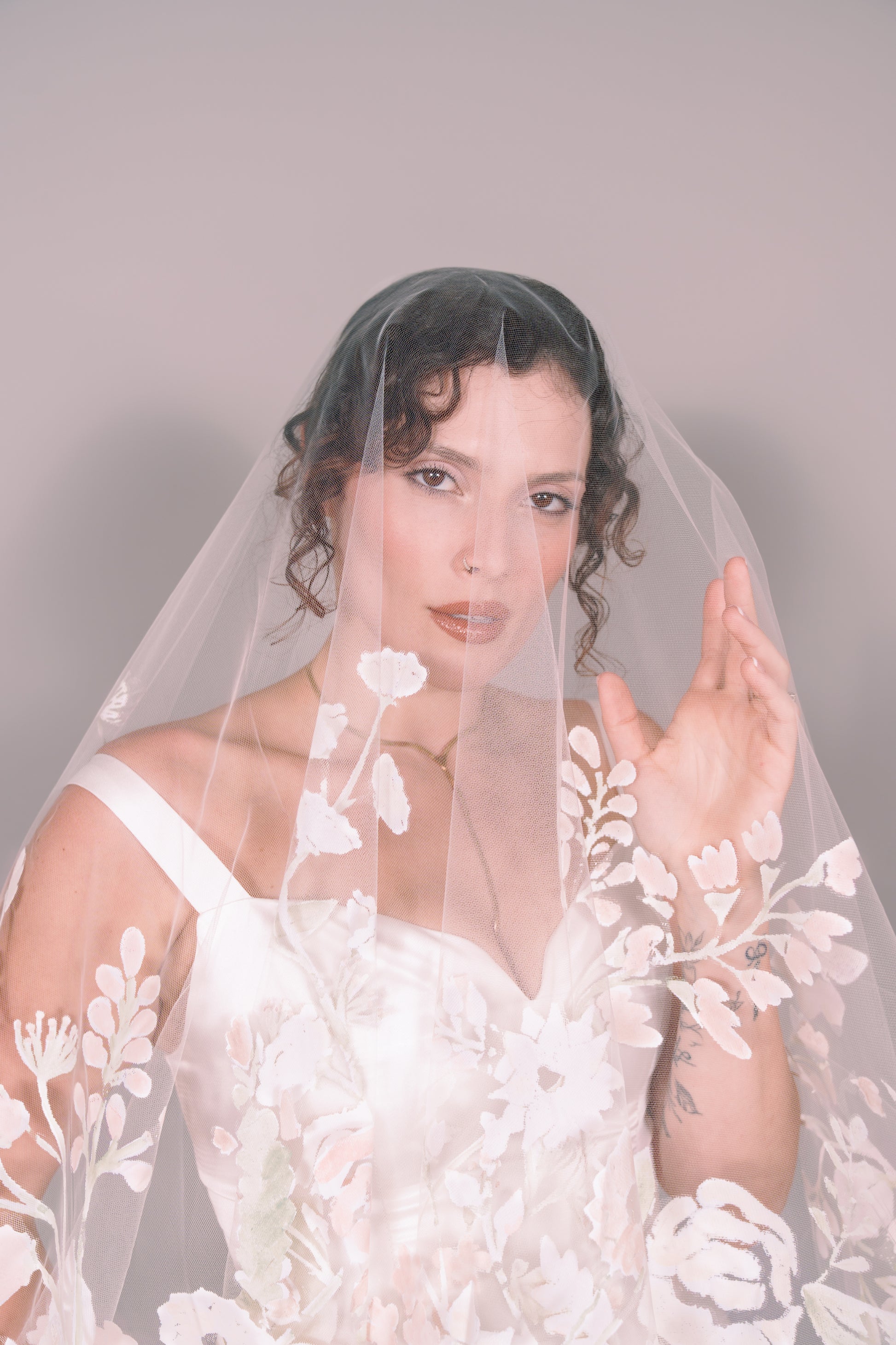 Wildflowers Hand-Painted Cathedral Veil