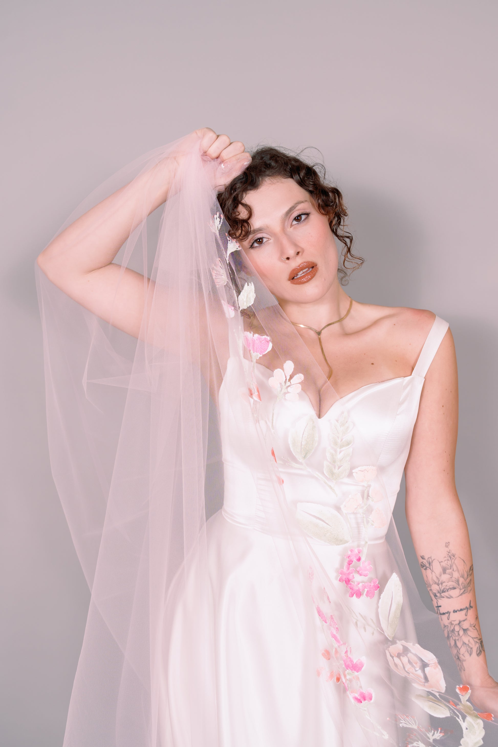 Wildflowers Hand-Painted Cathedral Veil