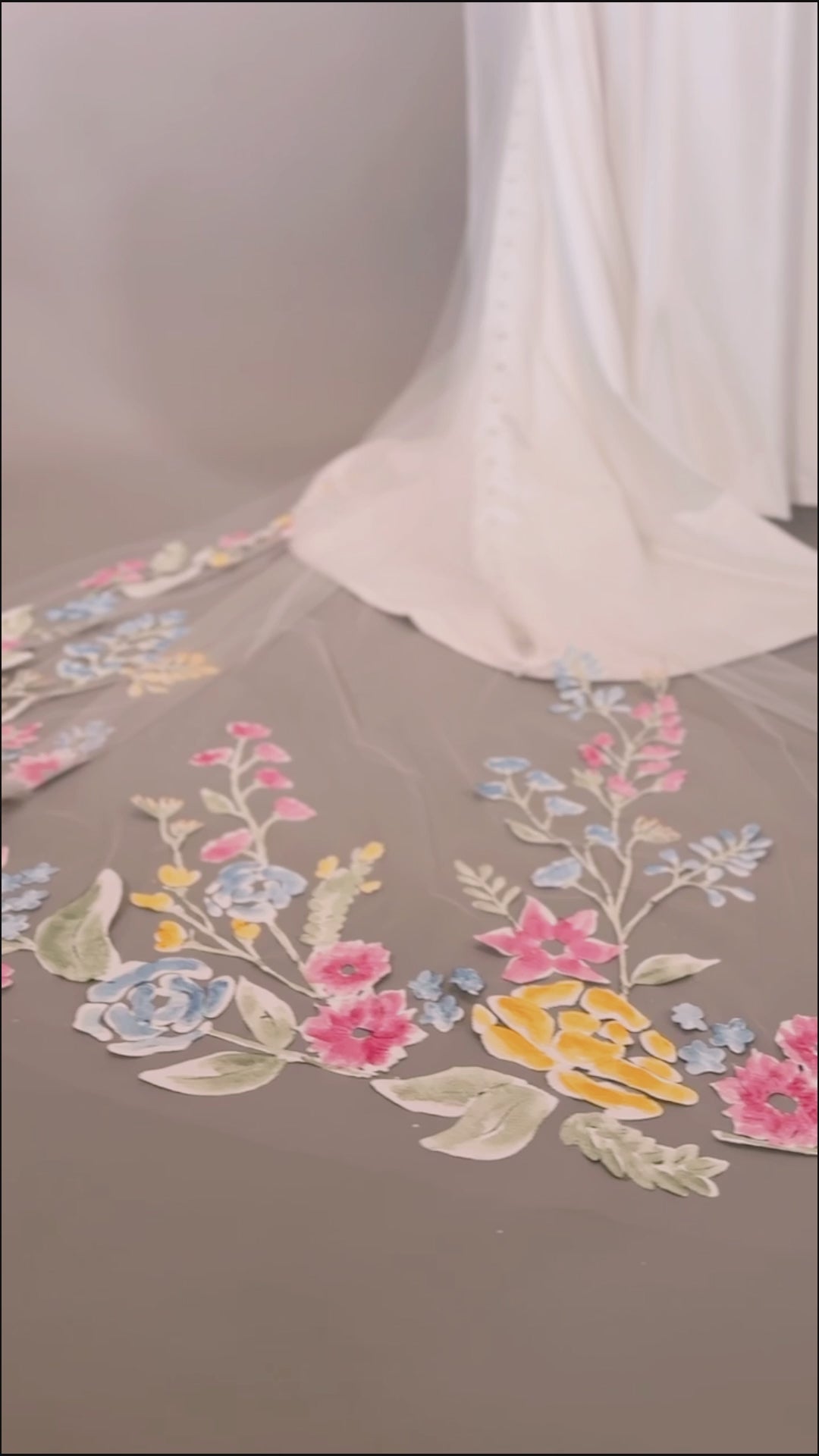 Wildflowers Hand-Painted Cathedral Veil