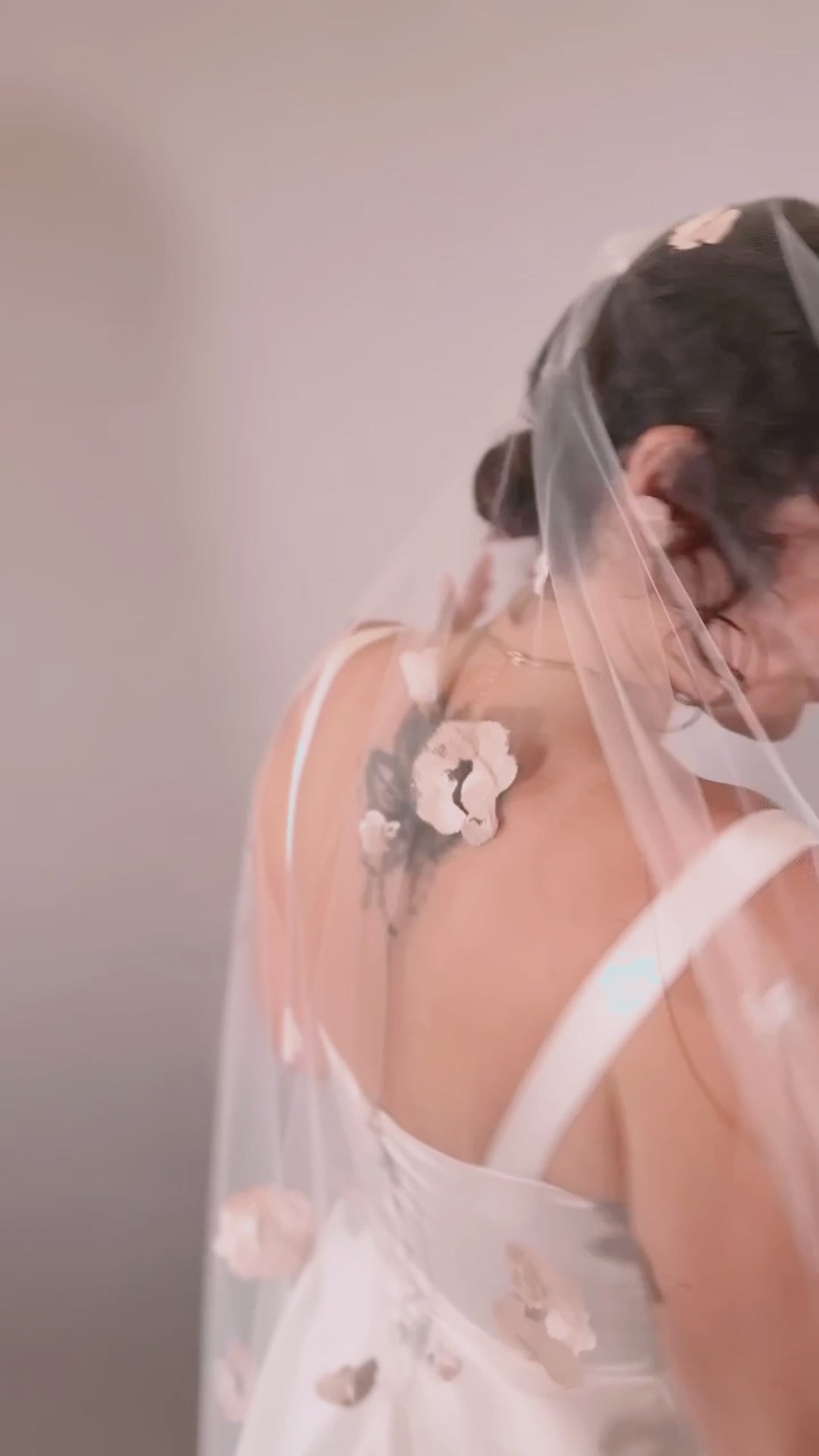 Rose Garden Hand-Painted Fingertip Veil