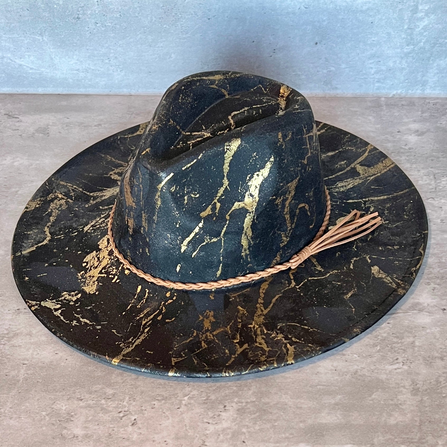 Gold Marbled Wide Brim Suede Rancher Hat