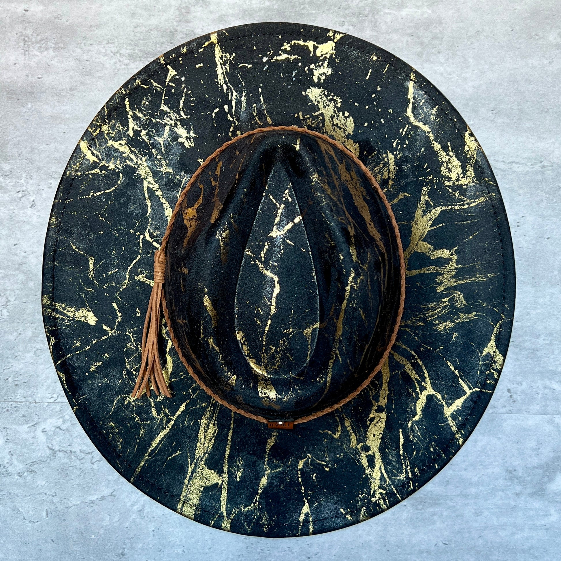 Gold Marbled Wide Brim Suede Rancher Hat