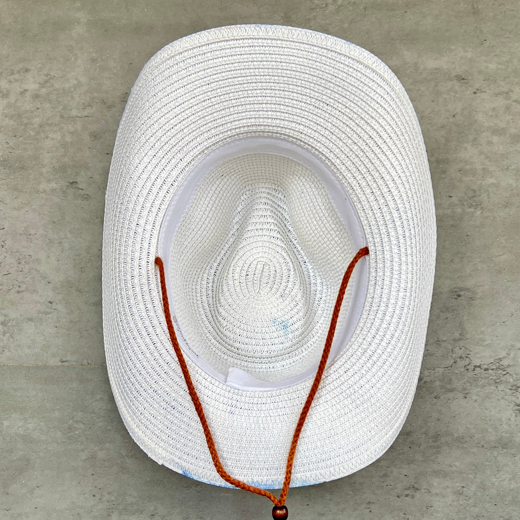 Blue Marbled Straw Cowboy Hat