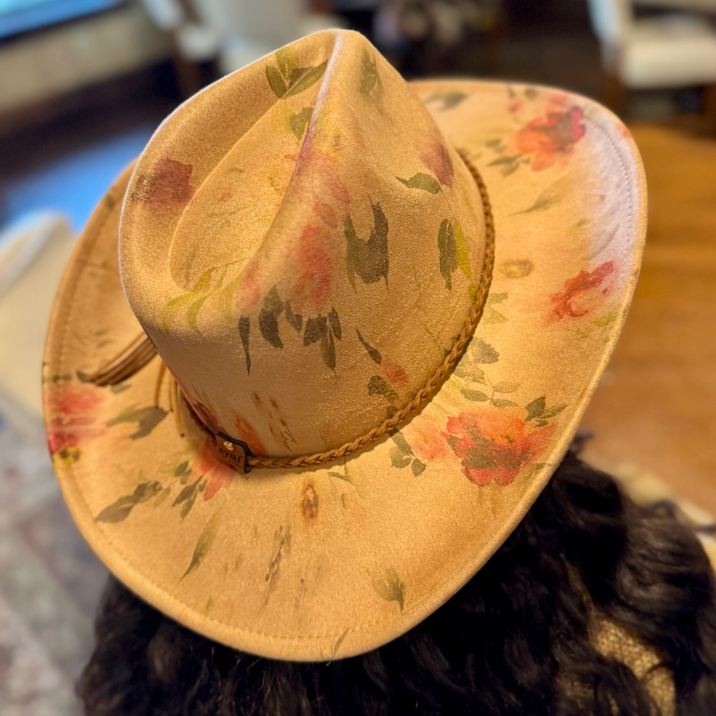 Red Roses Suede Cowboy Hat