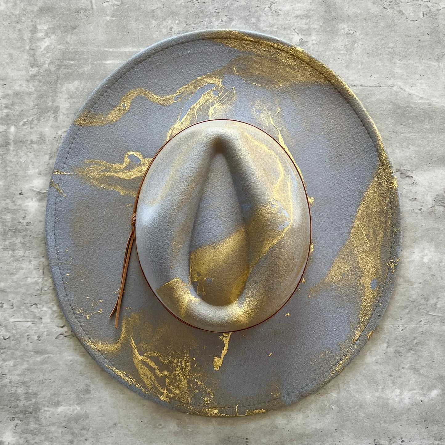 Gold Marbled Wide Brim Felt Rancher Hat