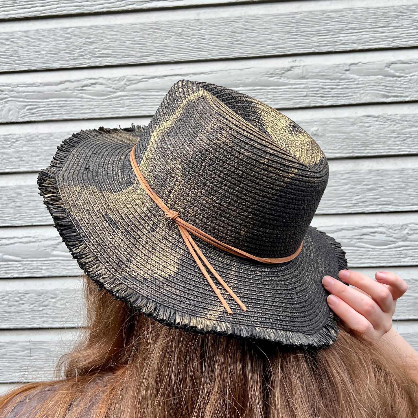 Marbled Straw Fringe Rancher Hat