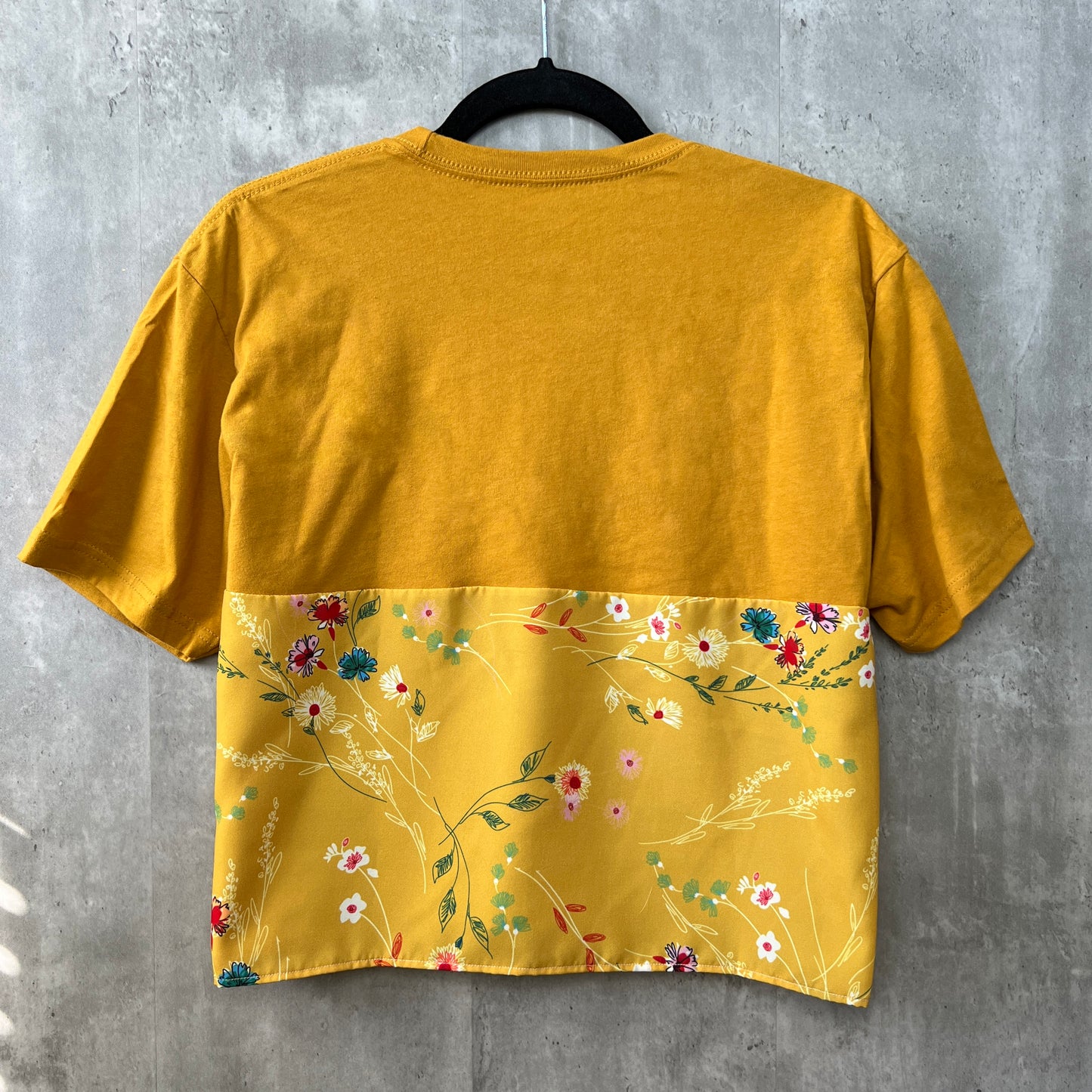 Marigold Floral Print Sporty Crop Tee (matching Girl's Hair Bow)